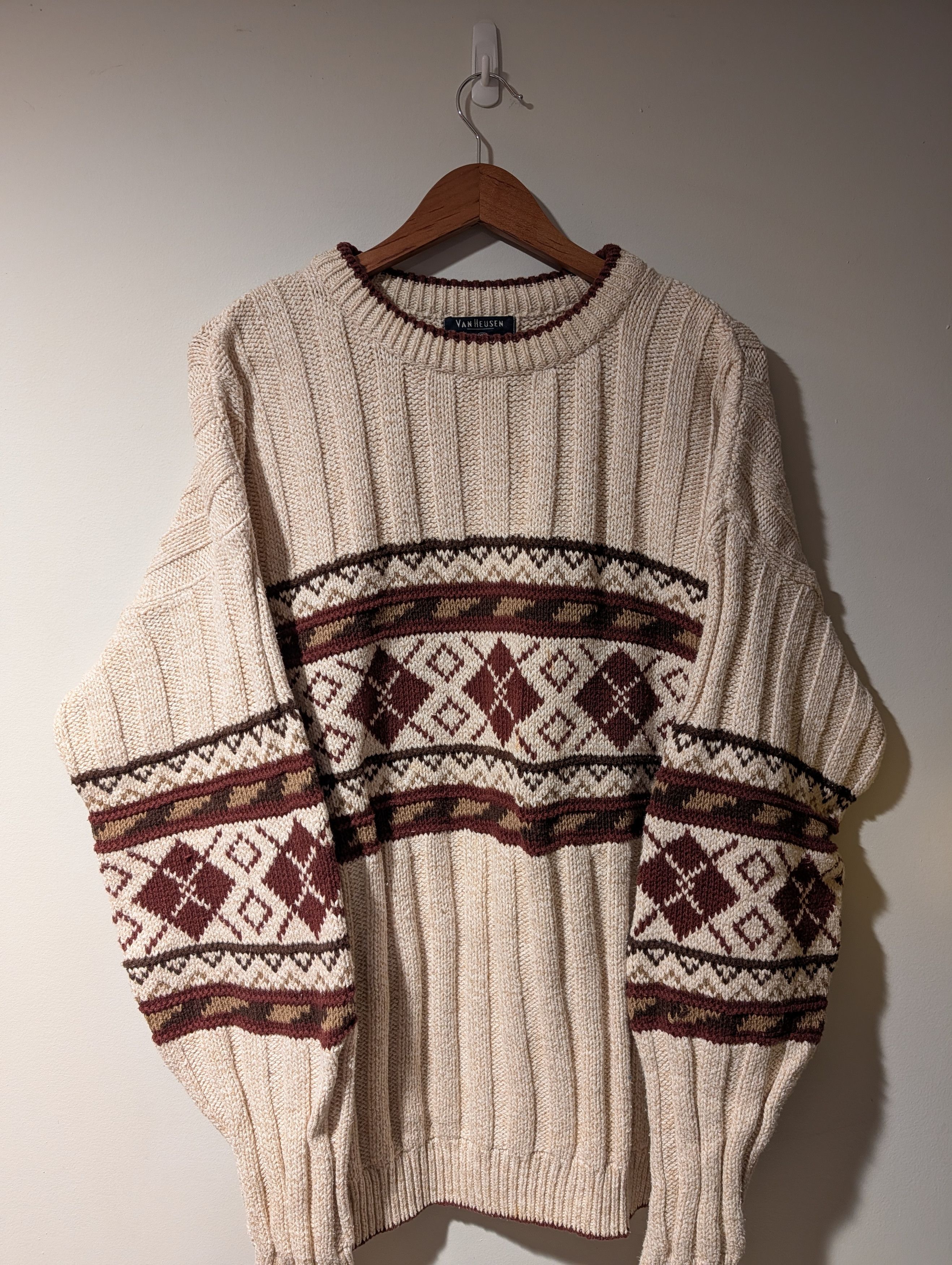 Van Heusen Vintage Van Heusen Cable Knit Sweater Fair Isle Made in USA Size US XL / EU 56 / 4 - 1 Thumbnail
