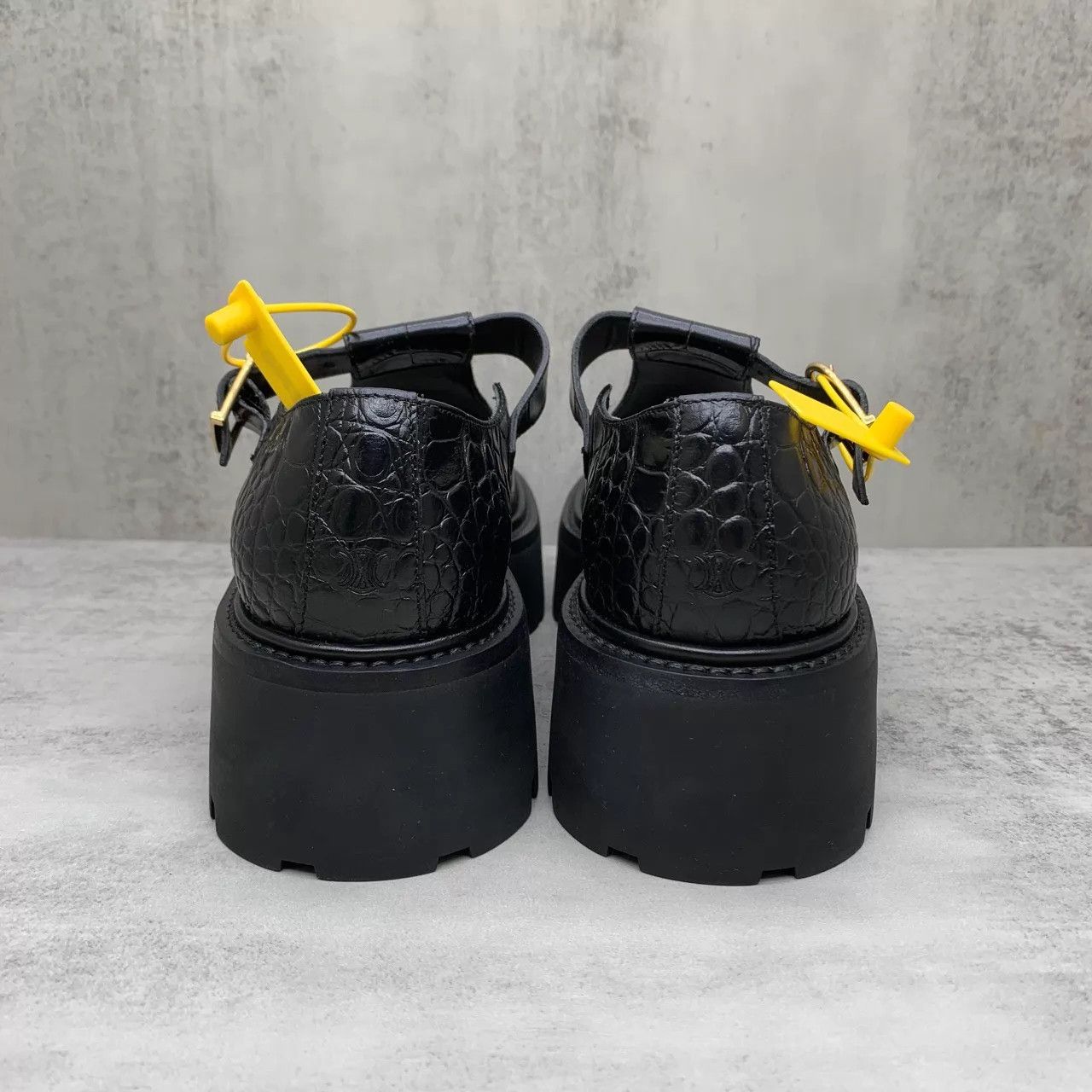Celine Celine Black thick-soled croc-embossed Mary Jane loafer 37 Size US 6.5 / IT 36.5 - 5 Thumbnail