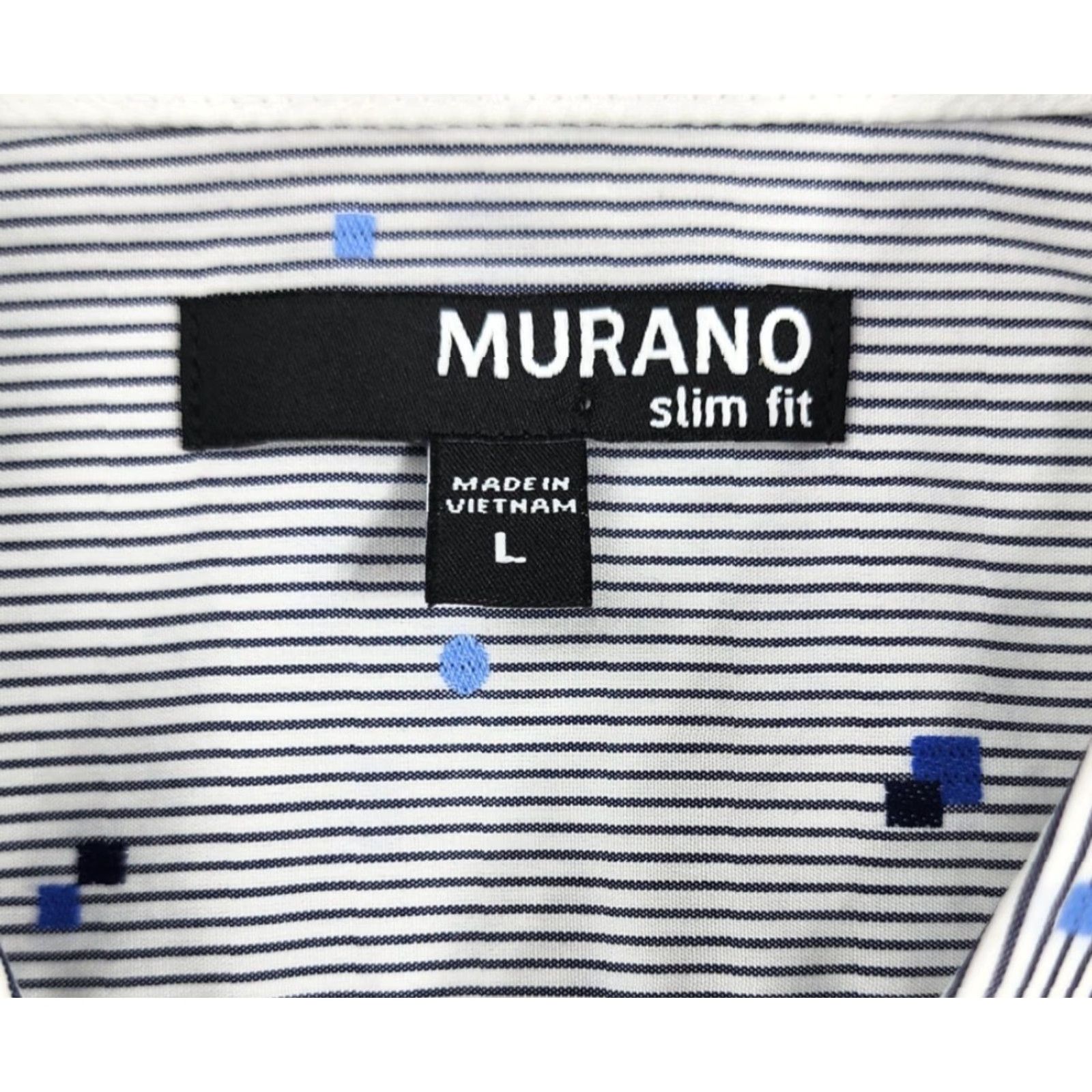 Murano Murano Shirt Mens Large Blue Stripe Slim Fit Short Sleeve Button Down Micro Dot Size US L / EU 52-54 / 3 - 5 Thumbnail