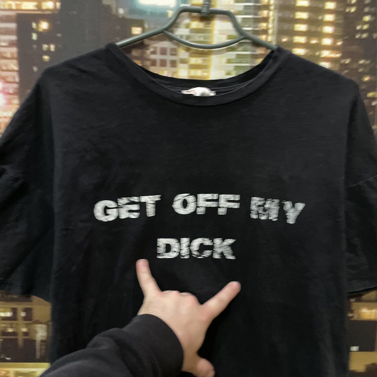 Band Tees VINTAGE Y2K BLACK TEE GET OFF MY DICK PENIS FUNNY PORNO Size US M / EU 48-50 / 2 - 4 Thumbnail