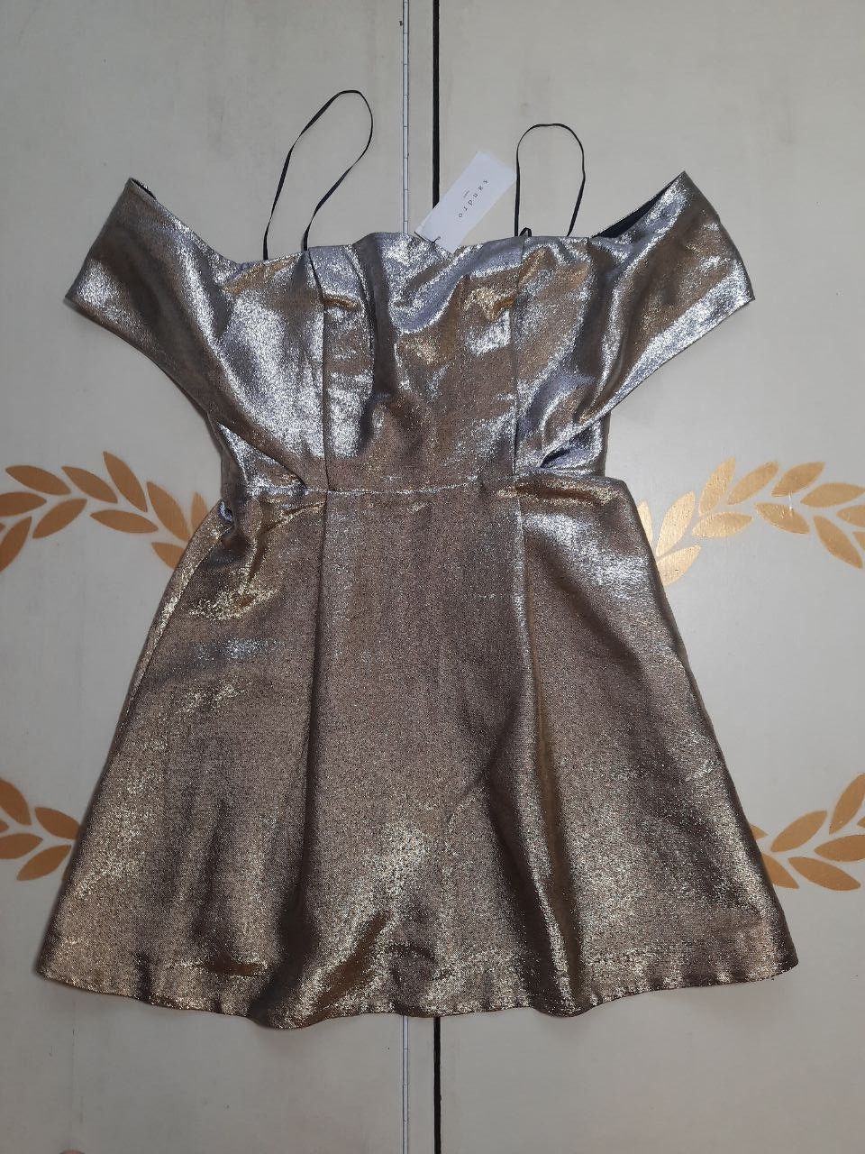 Designer × Sandro Sandro Dress Size S NWT Gold Metallic Open Shoulders Size S / US 4 / IT 40 - 4 Thumbnail