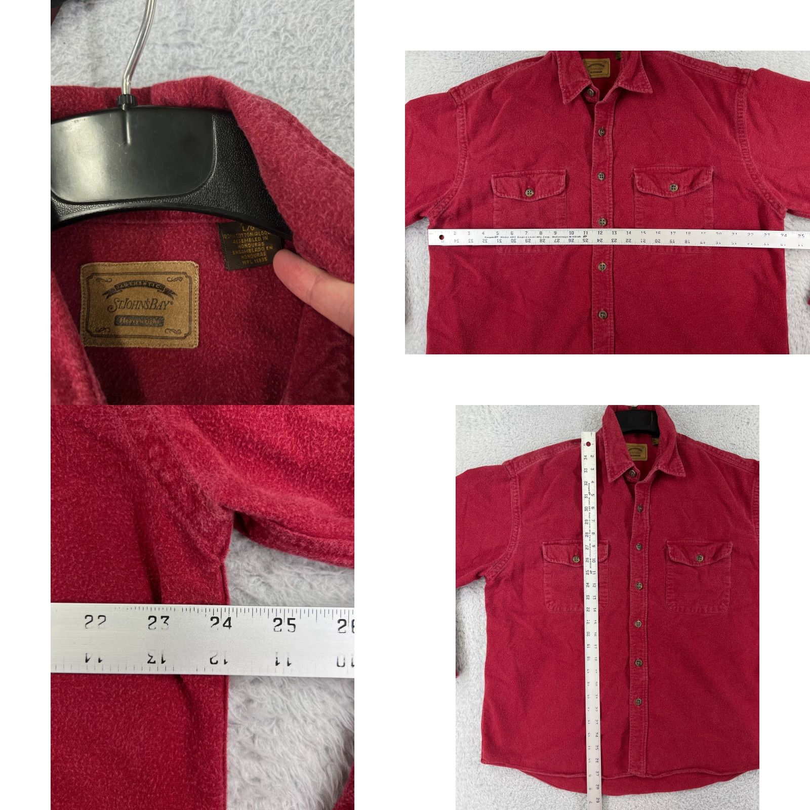Vintage St. John's Bay Shirt Mens Large Red Button Up 100% Cotton Flannel Pockets Button Size US L / EU 52-54 / 3 - 8 Thumbnail