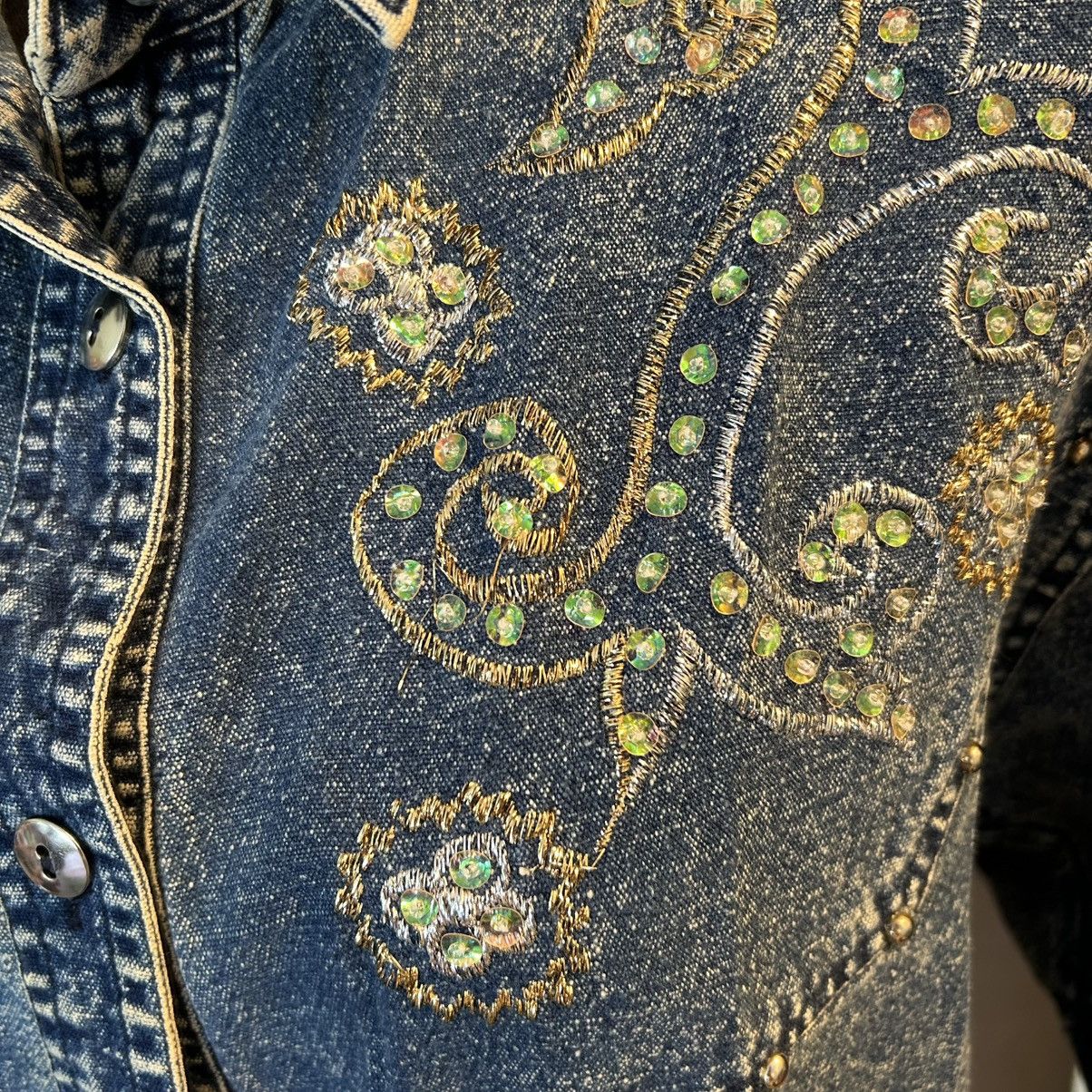 Other Vintage denim acid washed SS button down embroidered top S Size S / US 4 / IT 40 - 6 Thumbnail
