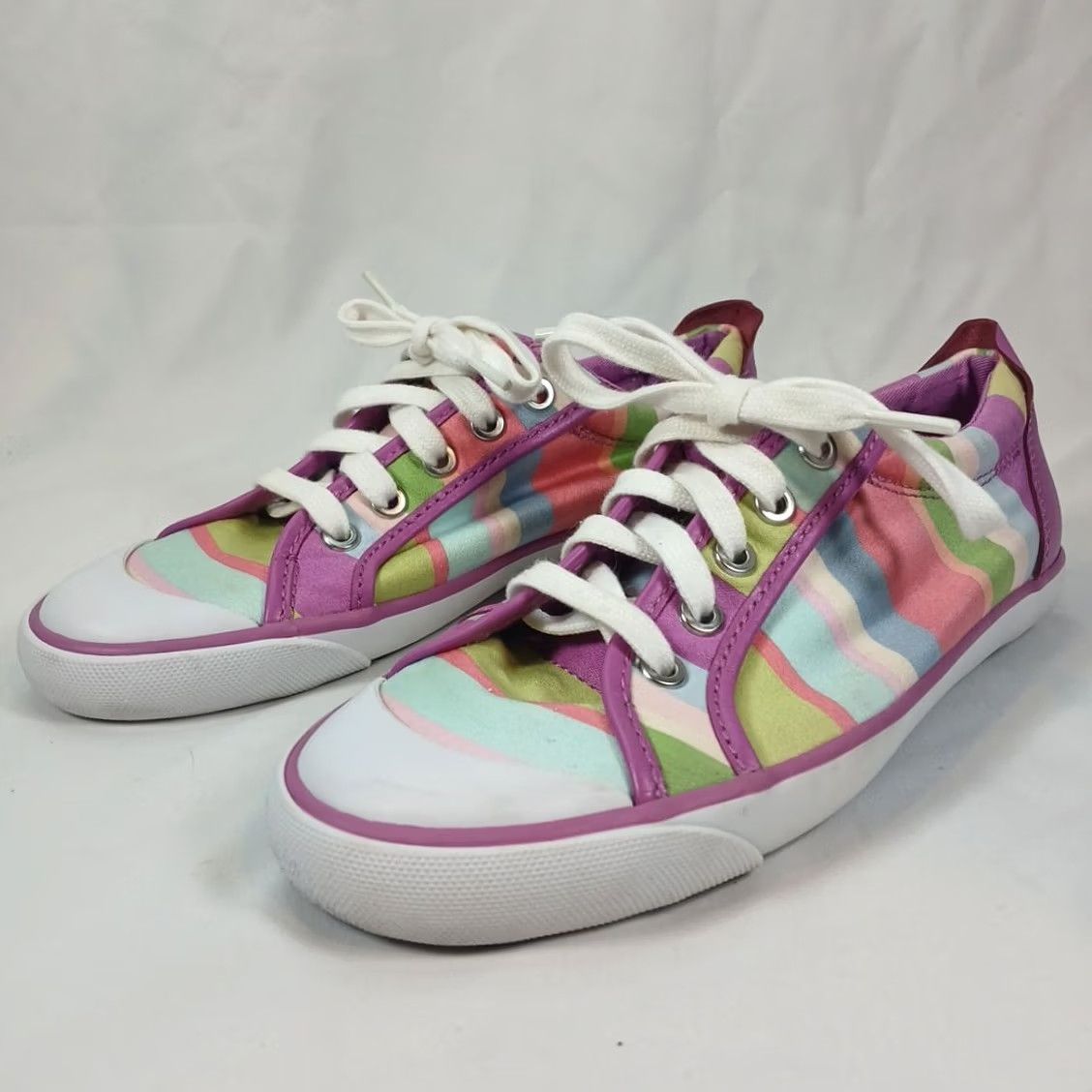 Coach Coach Barrett Pastel Stripes Canvas Sneaker Women 7.5B Multicolor Lace Up Casual Shoes Size US 8 / IT 38 - 2 Thumbnail