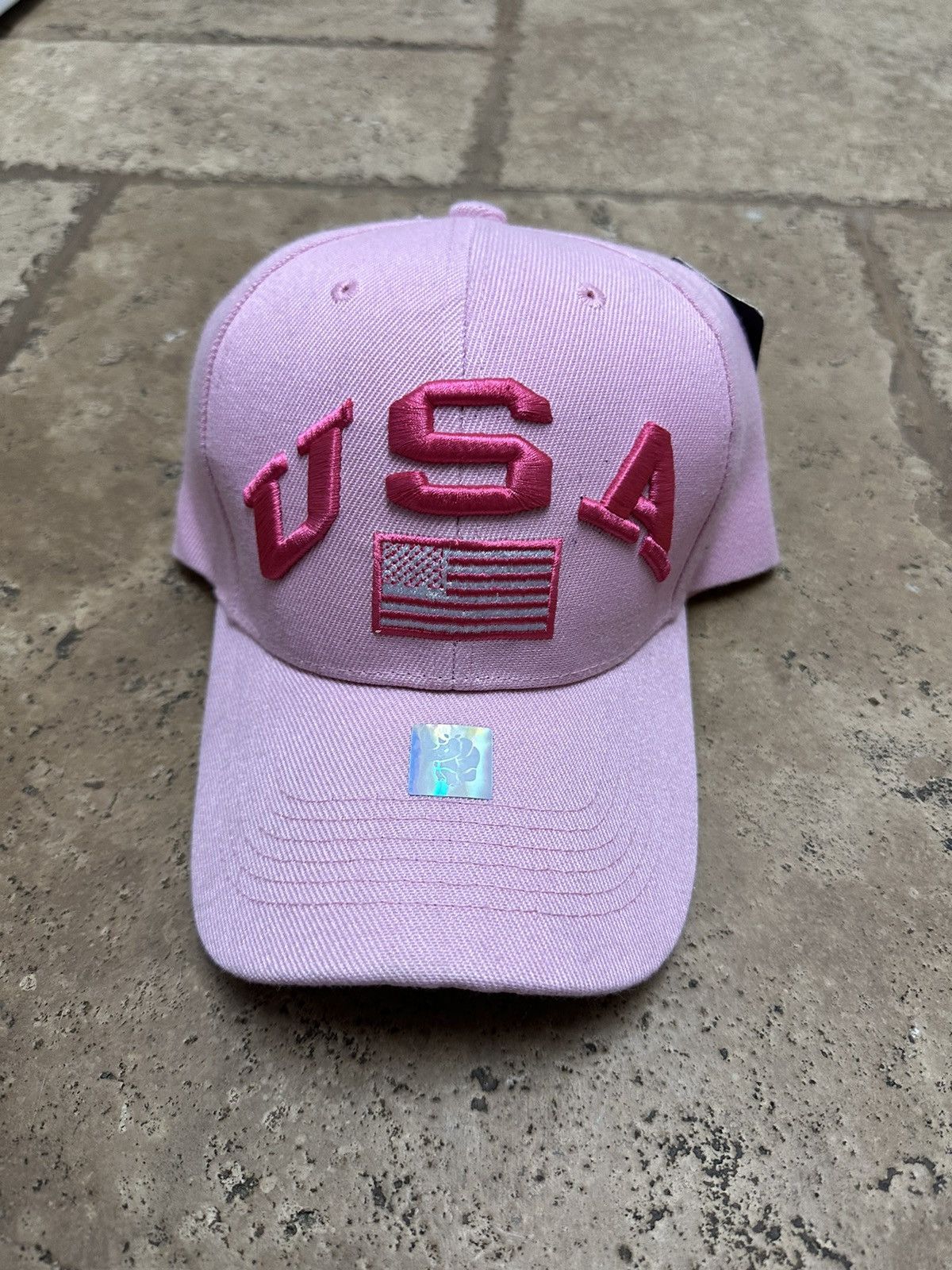 Other Pink Patriotic USA Flag Hat Cap Velcro Adjustable Size ONE SIZE - 2 Thumbnail