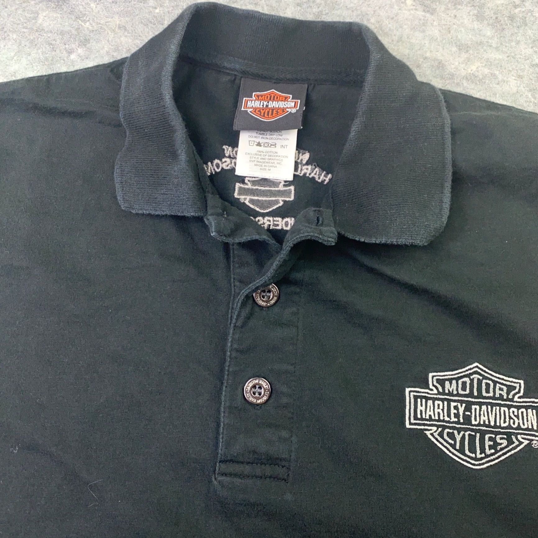Harley Davidson VINTAGE Harley-Davidson Polo Shirt Mens Medium Black Embroidered 100% Cotton Short Sleeve Vintage Biker Motorcycle Mens M Black Polo Shirt Size US M / EU 48-50 / 2 - 4 Thumbnail