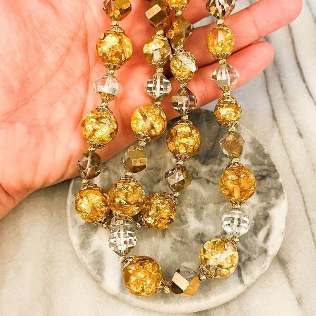 Vintage Vintage Signed Vendome Necklace Gold Foil Bead ed Size ONE SIZE - 6 Thumbnail