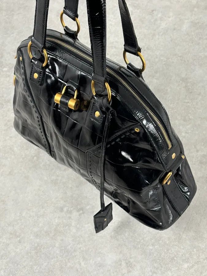 Yves Saint Laurent AW2005 Yves Saint Laurent Black Muse Patent Leather Crocodile Effect Bag Size ONE SIZE - 11 Thumbnail