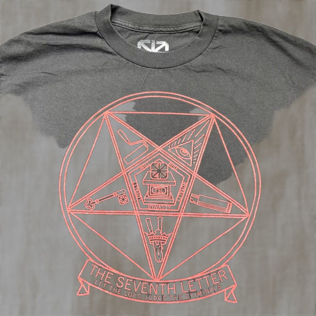 Vintage VINTAGE The Seventh Letter Shirt Mens Large Black Pentagram Seal Graphic Tee Streetwear Size US L / EU 52-54 / 3 - 1 Thumbnail