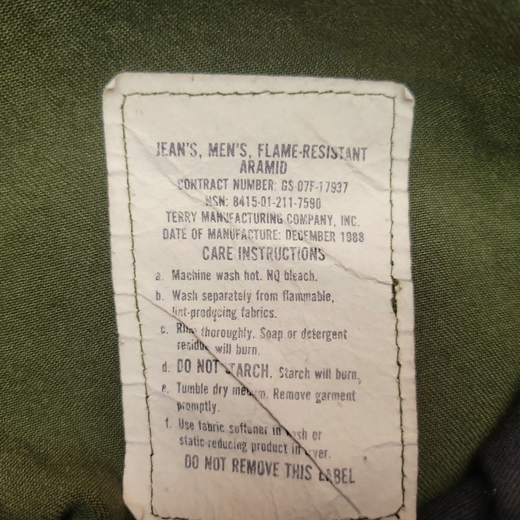 Vintage VINTAGE Terry Fire Fighter Pants 36x34 Green Twill 80s Flame-Resistant Chino Unisex Adults Mens Womens Girls Boys Size US 36 / EU 52 - 6 Thumbnail