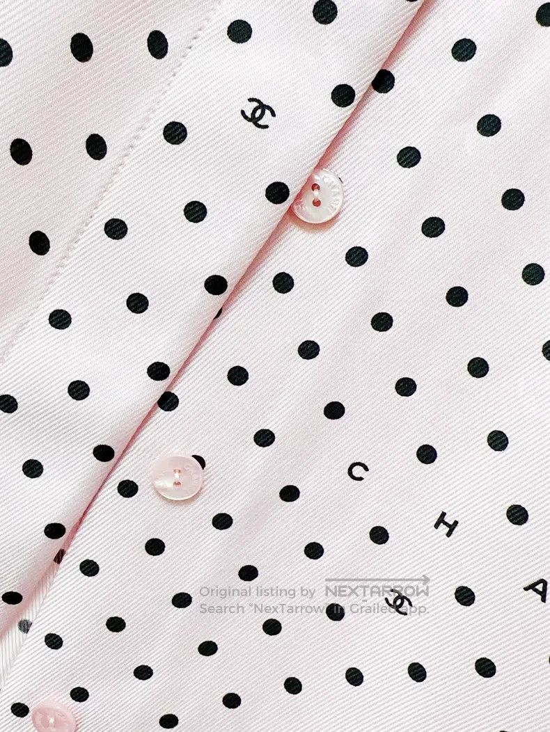 Chanel Chanel 24P pink and black polka dot silk sleeveless shirt Size XS / US 0-2 / IT 36-38 - 5 Thumbnail