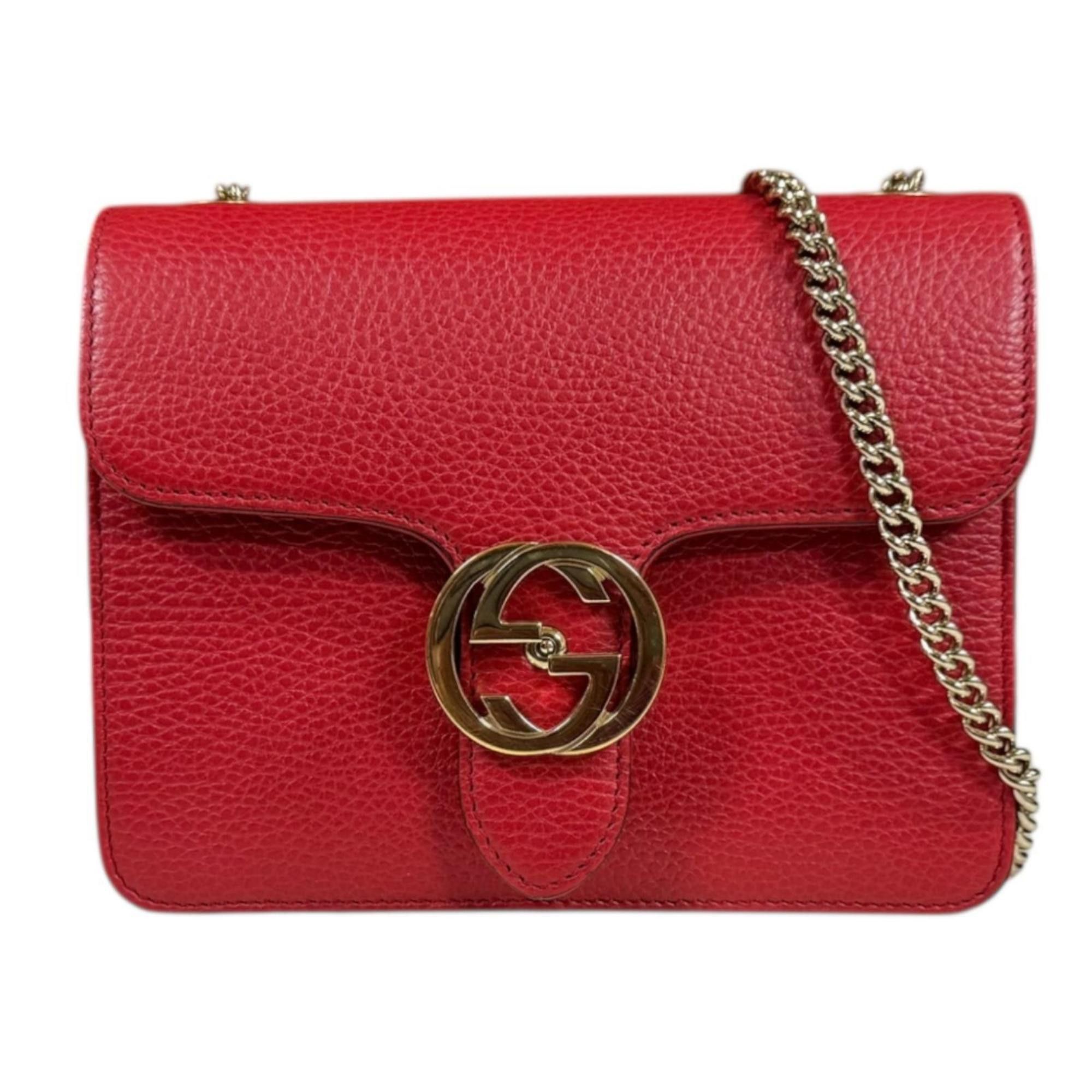 Gucci Gucci Interlocking G Shoulder Bag, Leather, 510304, Red, Women's, GUCCI Chain Size ONE SIZE - 1 Thumbnail