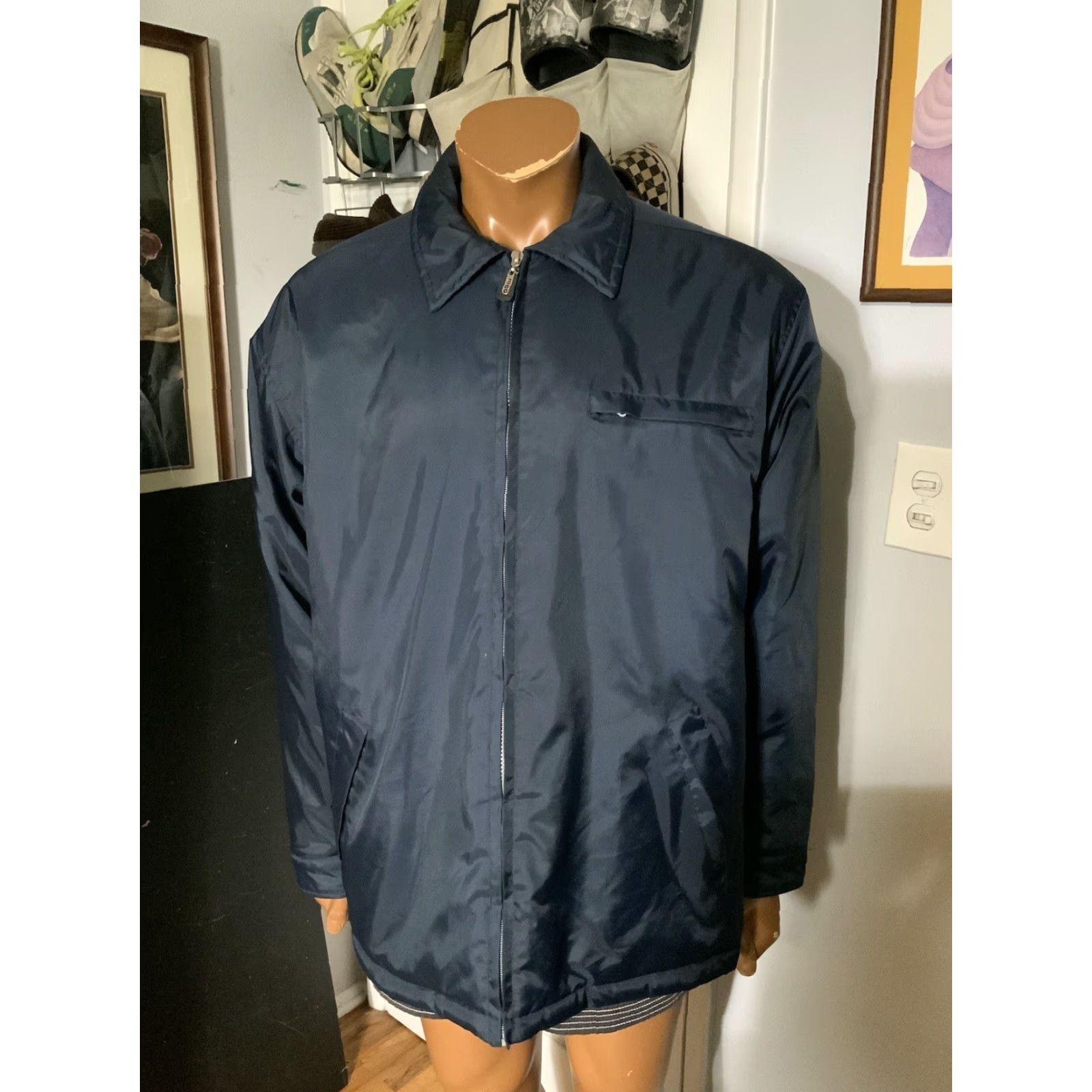Vintage VINTAGE 90s Y2K 2000s Rigo Sport Quilted Lined Navy Blue Coaches Jacket Sz. M Mens Jacket Blue Quilted Lined 90s Theme Size US M / EU 48-50 / 2 - 7 Thumbnail