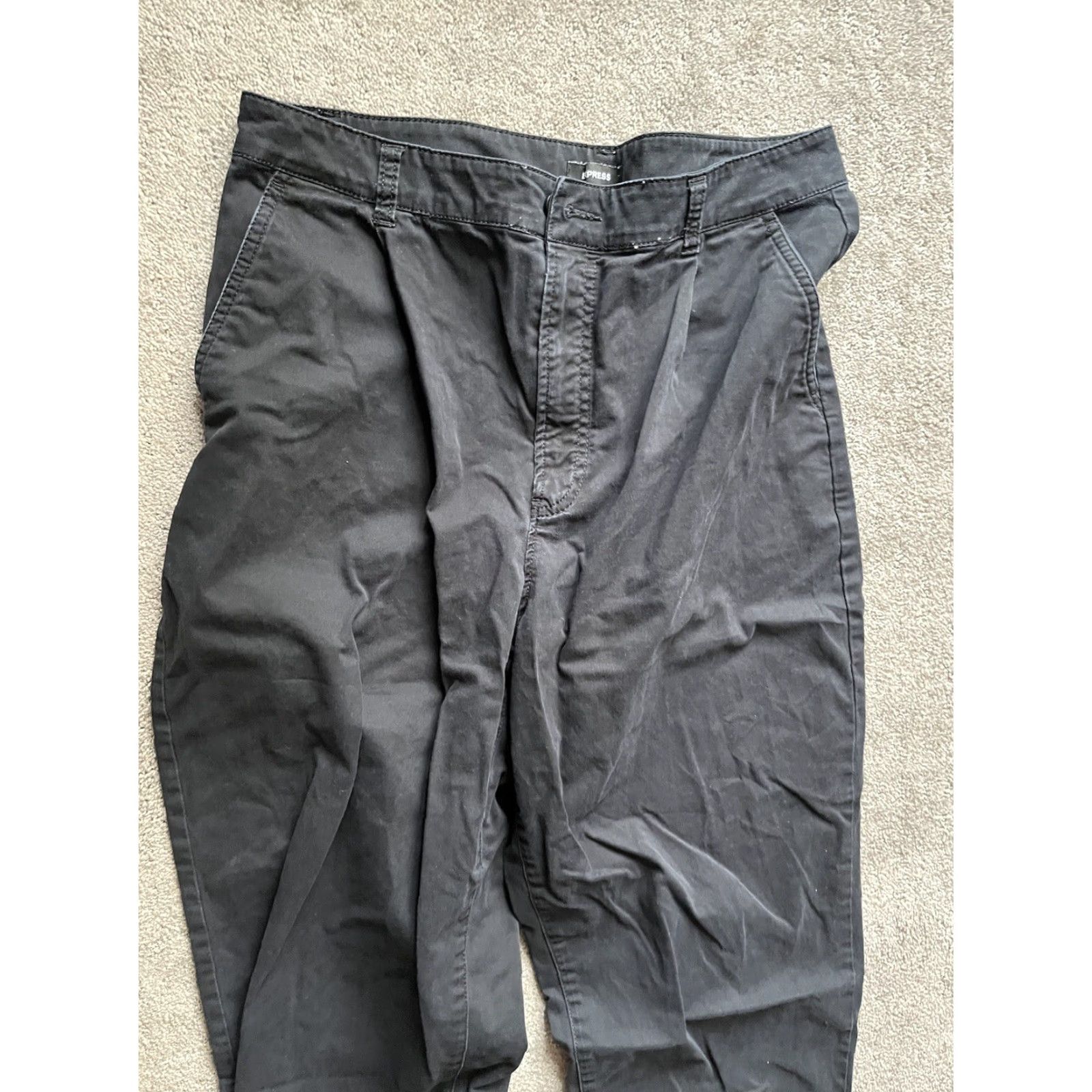 Express Express Pants Womens Size 12 Black Super High Rise Straight Leg Ankle Tapered Size 34" / US 12 / IT 48 - 2 Thumbnail