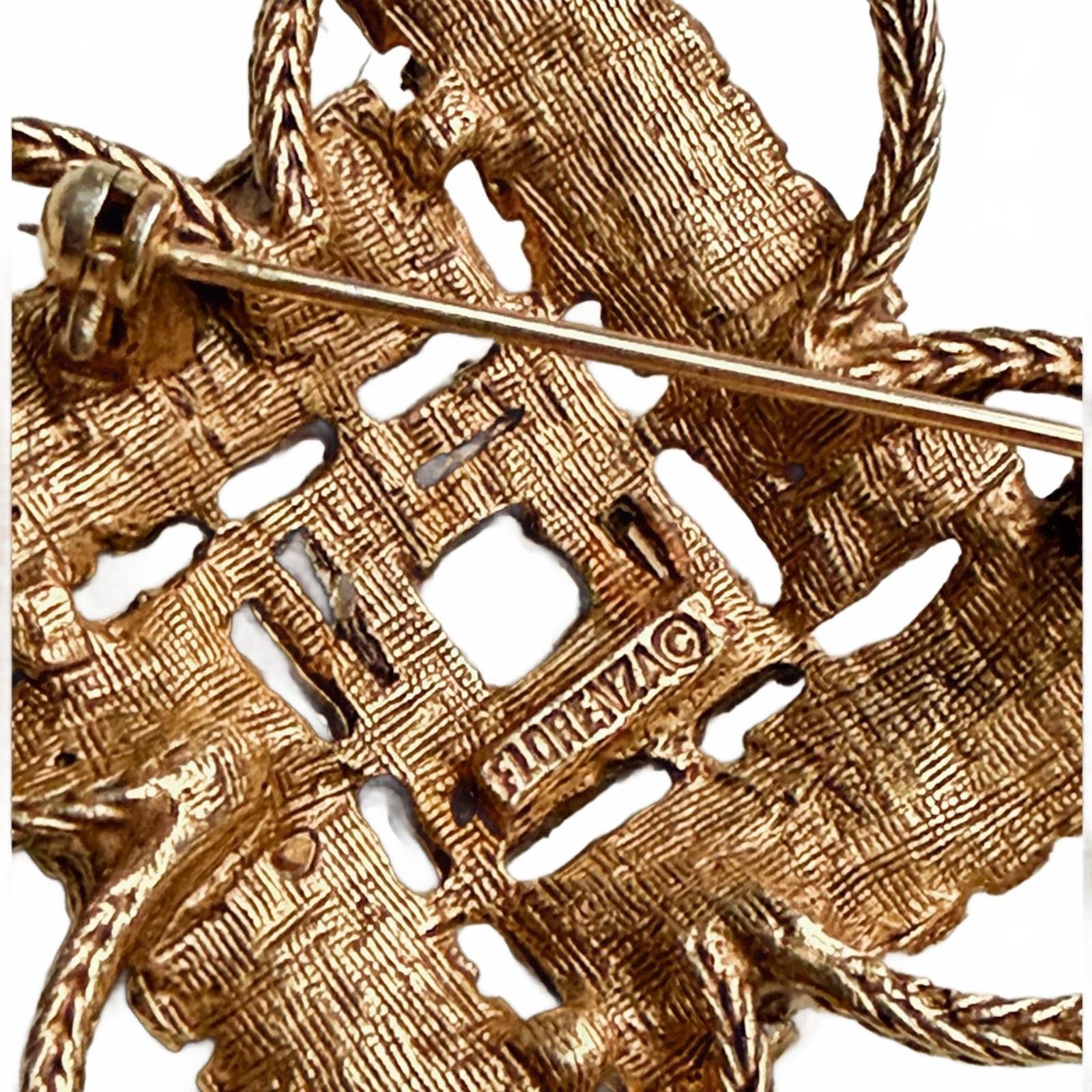 Conte of Florence 50s VTG FLORENZA Gold Tone Rhinestone Maltese Cross Brooch Size ONE SIZE - 5 Thumbnail