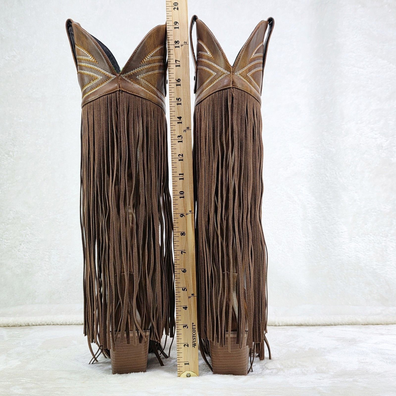 Other Tucker Embroidery Country Western Cowgirl Fringe Knee Boots Size US 7.5 / IT 37.5 - 8 Thumbnail