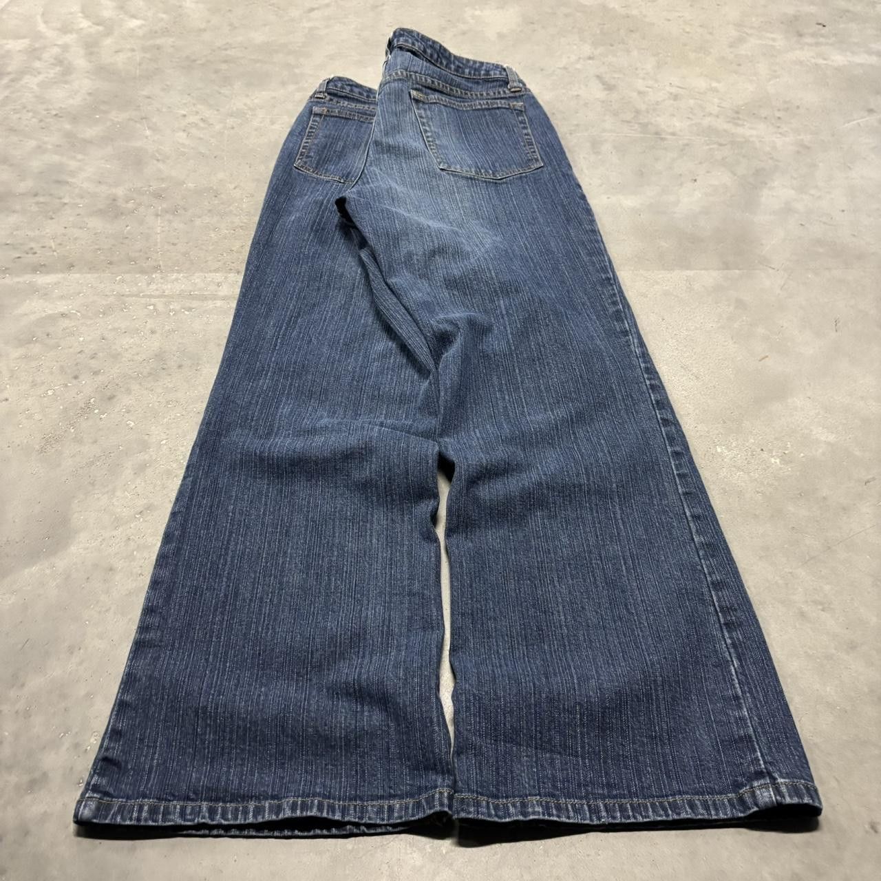 Japanese Brand × Vintage Crazy Vintage Y2K/2000s Dark Blue Wash Flared Denim Jeans! Size US 32 / EU 48 - 4 Thumbnail