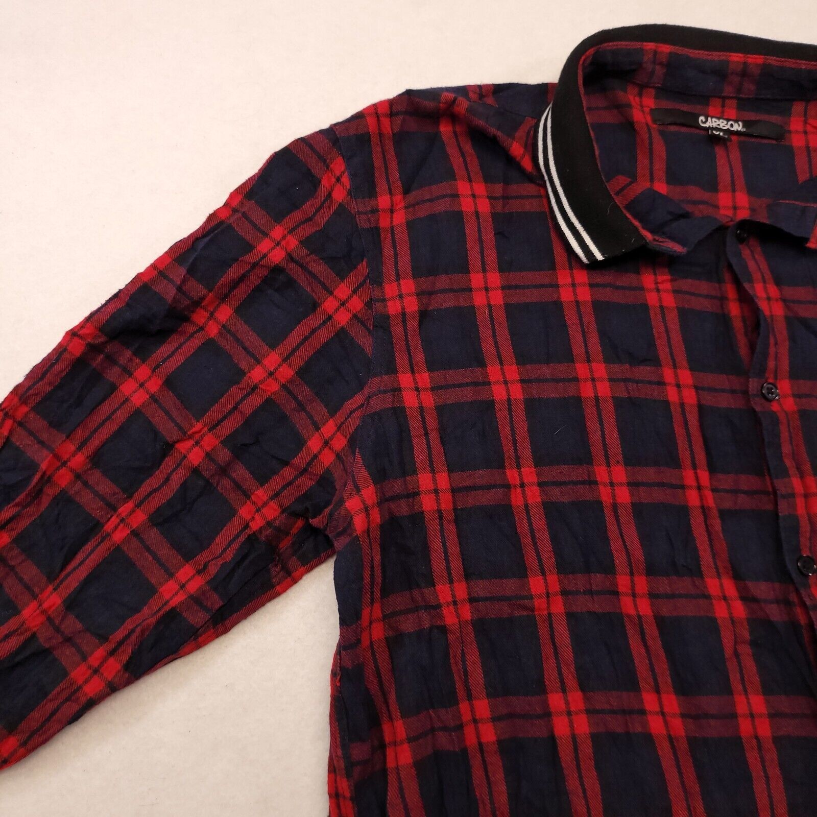 Carbon Carbon Tartan Flannel Shirt Mens Size Extra Large Red Black Size US XL / EU 56 / 4 - 4 Thumbnail