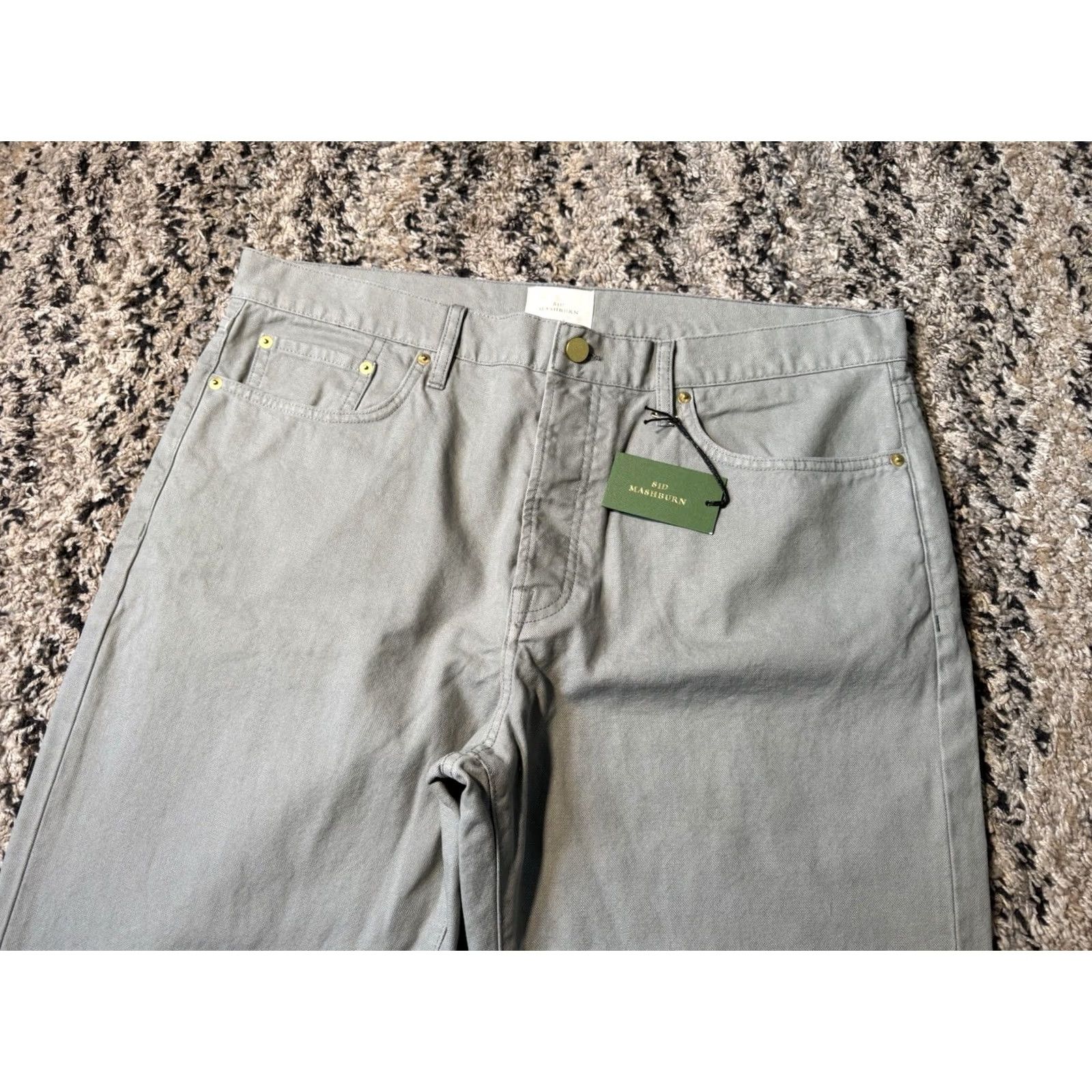 Sid Mashburn Sid Mashburn Mens 38x30 Slim Straight Canvas 5 Pocket Pants GRAY CANVAS Size US 38 / EU 54 - 2 Thumbnail