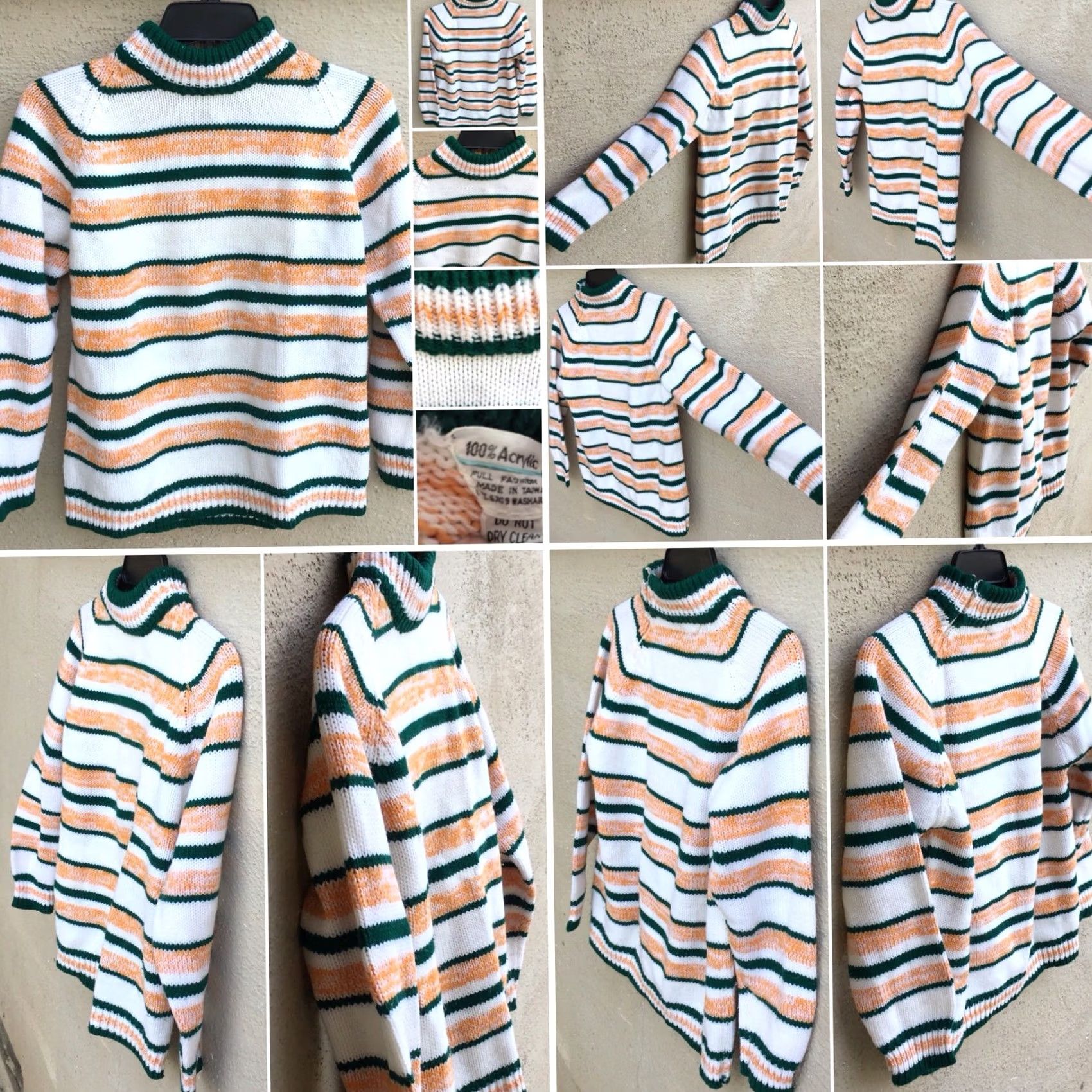 Vintage VINTAGE Sweater Zipper Neck Striped Acrylic Made In Taiwan L Size L / US 10 / IT 46 - 7 Thumbnail