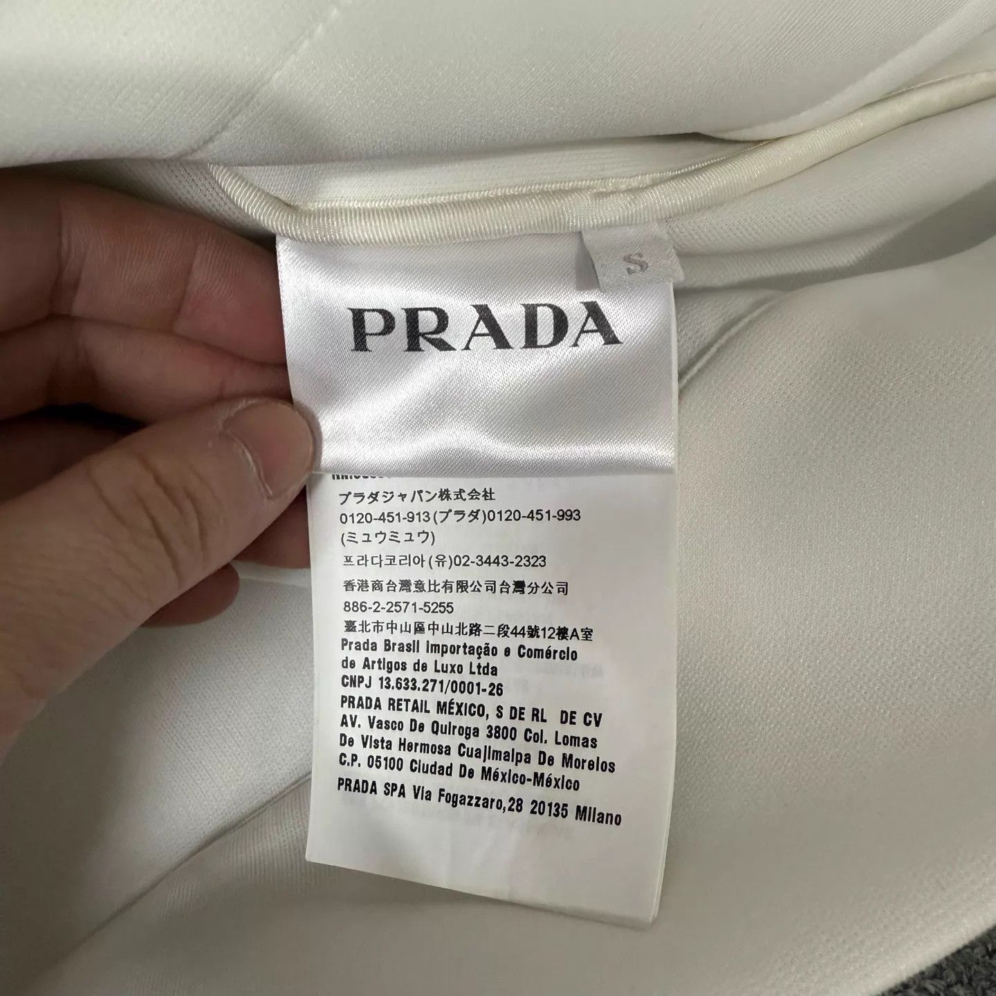 Prada Prada White & Blue Colorblock Leather Logo Zip Jacket S Size US S / EU 44-46 / 1 - 4 Thumbnail