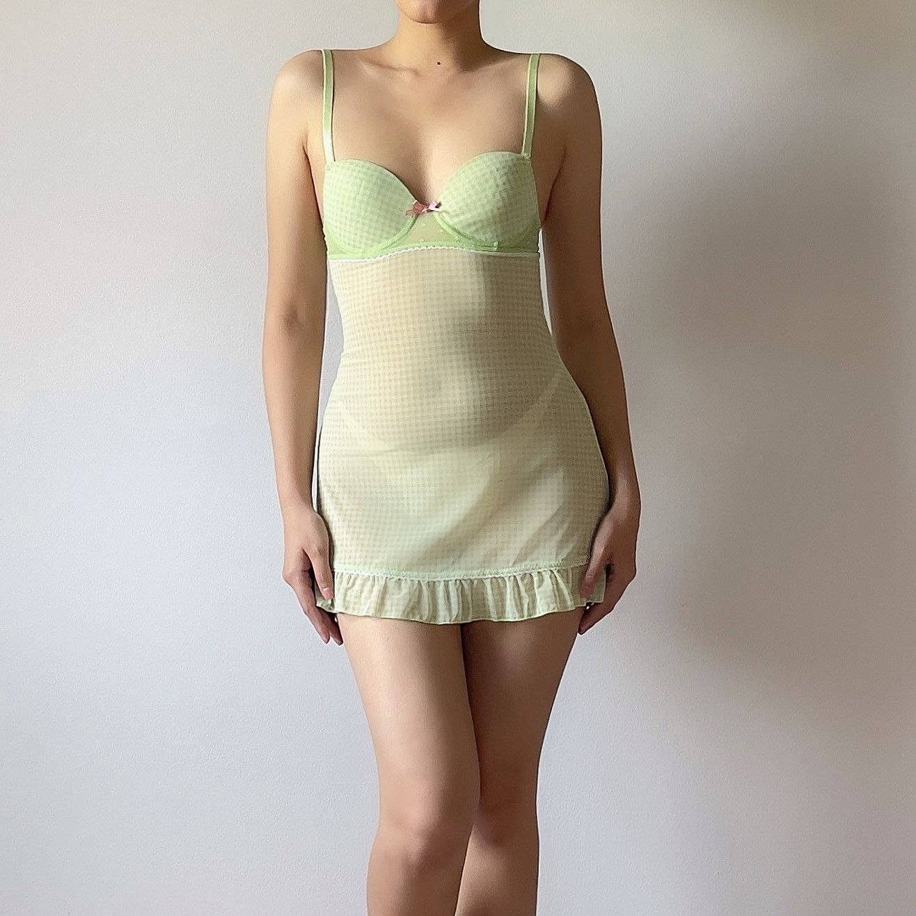 Other Rampage Green Plaid Mesh Mini Dress (XS-S) Size S / US 4 / IT 40 - 7 Thumbnail