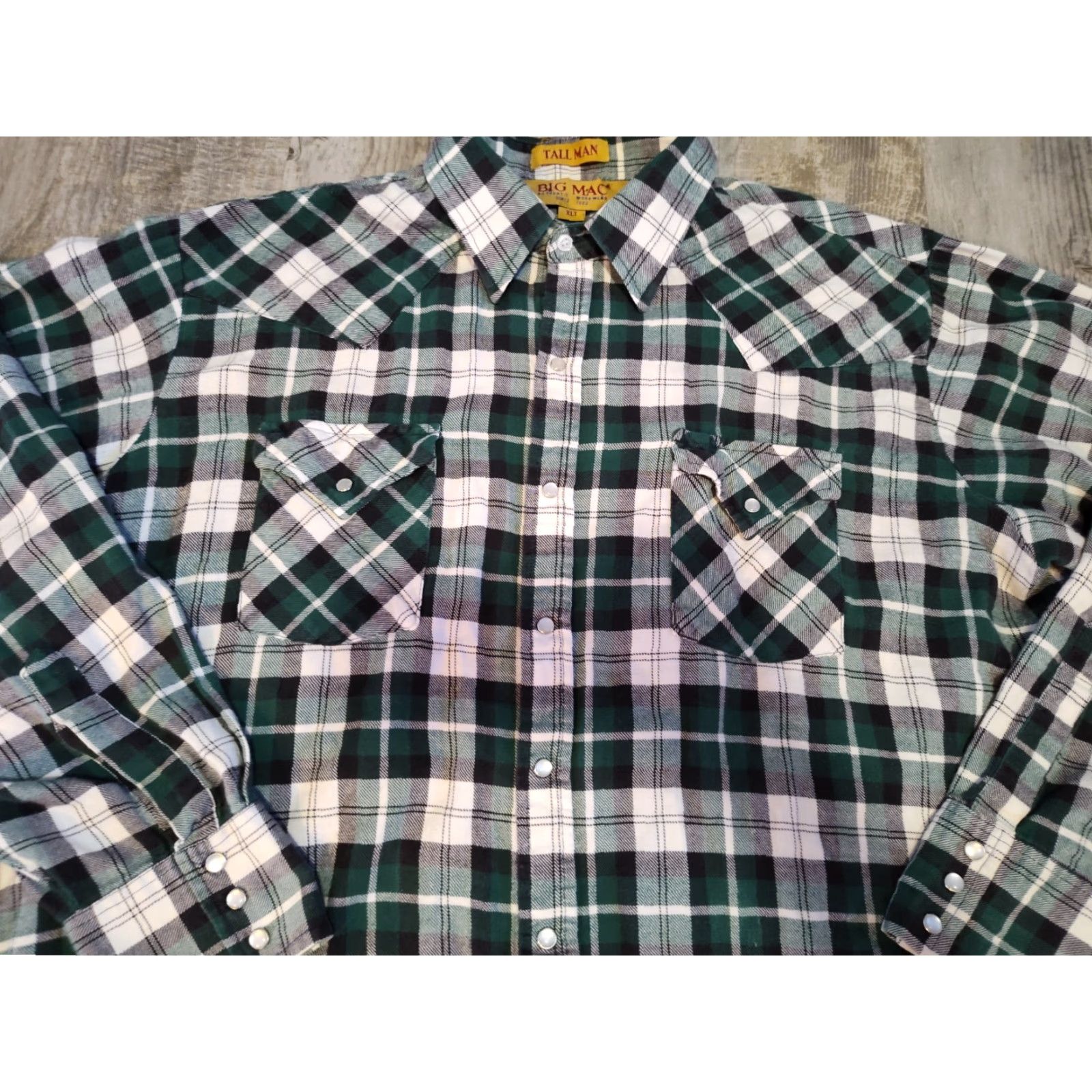 Vintage VINTAGE Big Mac Plaid Snap Shirt XLT Green Long Sleeve Big & Tall Mens Size US XL / EU 56 / 4 - 6 Thumbnail