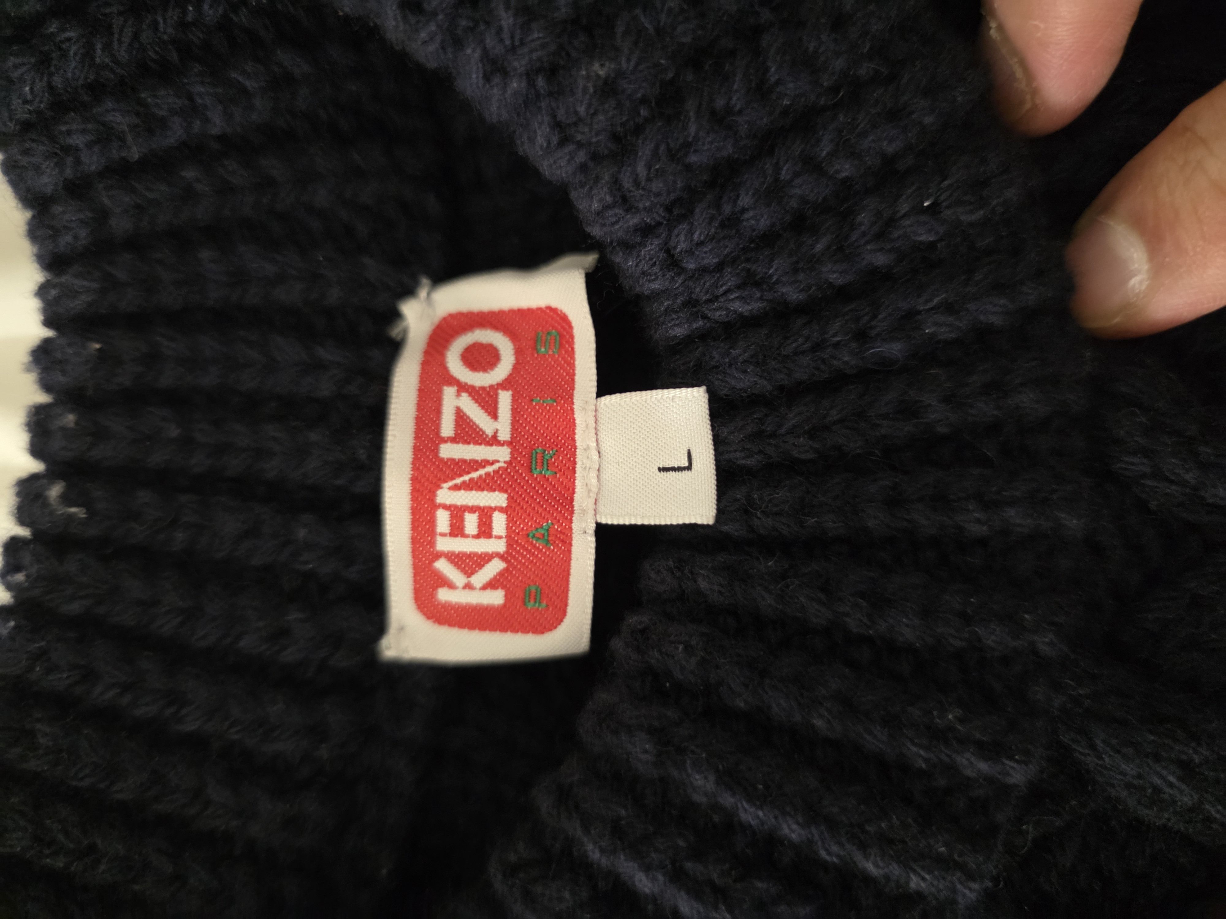 Kenzo Kenzo Navy Kenzo Paris Cable Sweater Size L Size US L / EU 52-54 / 3 - 7 Thumbnail