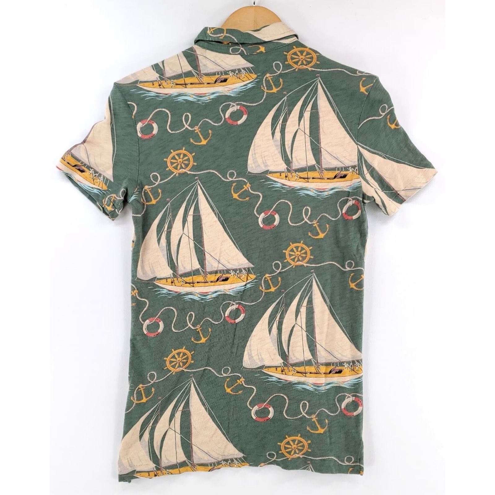 Ralph Lauren Ralph Lauren Polo Shirt AOP Sailboat Short Sleeve Green Mens S Shirt Size US S / EU 44-46 / 1 - 3 Thumbnail