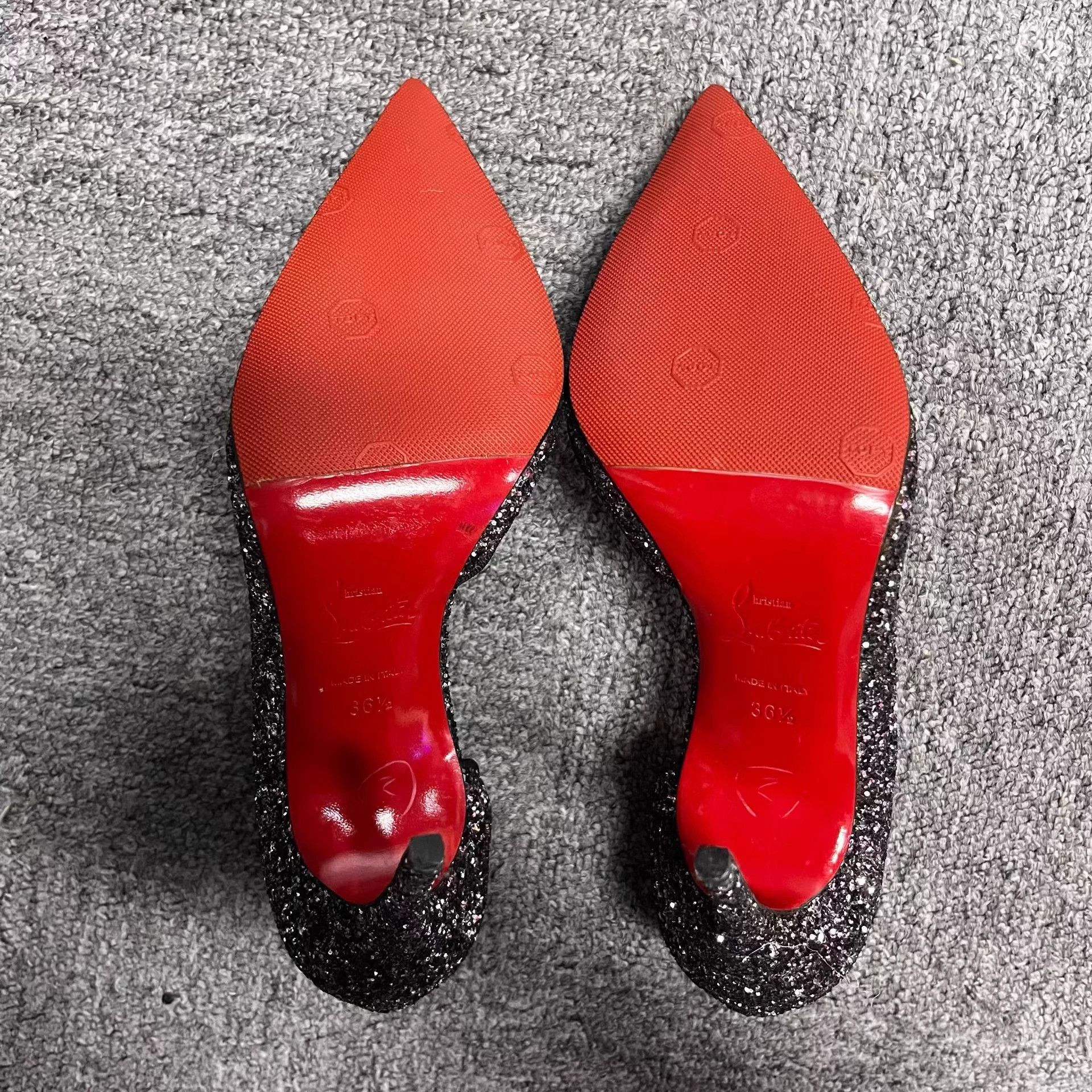 Christian Louboutin Christian Louboutin black glitter stiletto heels. Size US 6 / IT 36 - 5 Thumbnail