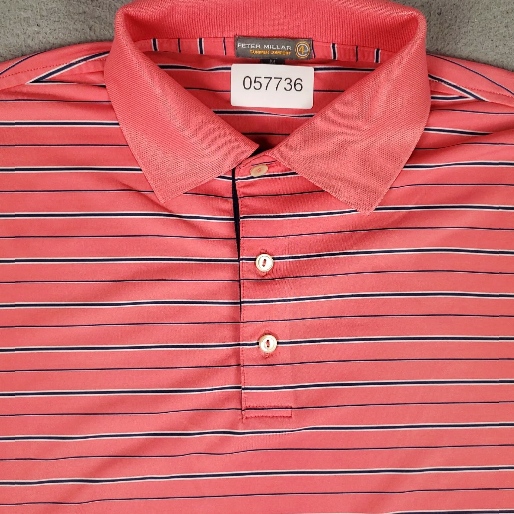 Peter Millar Peter Millar Polo Shirt Mens M Pink Striped Short Sleeve Collared Button Logo Golf Summer Comfort Size US M / EU 48-50 / 2 - 2 Thumbnail