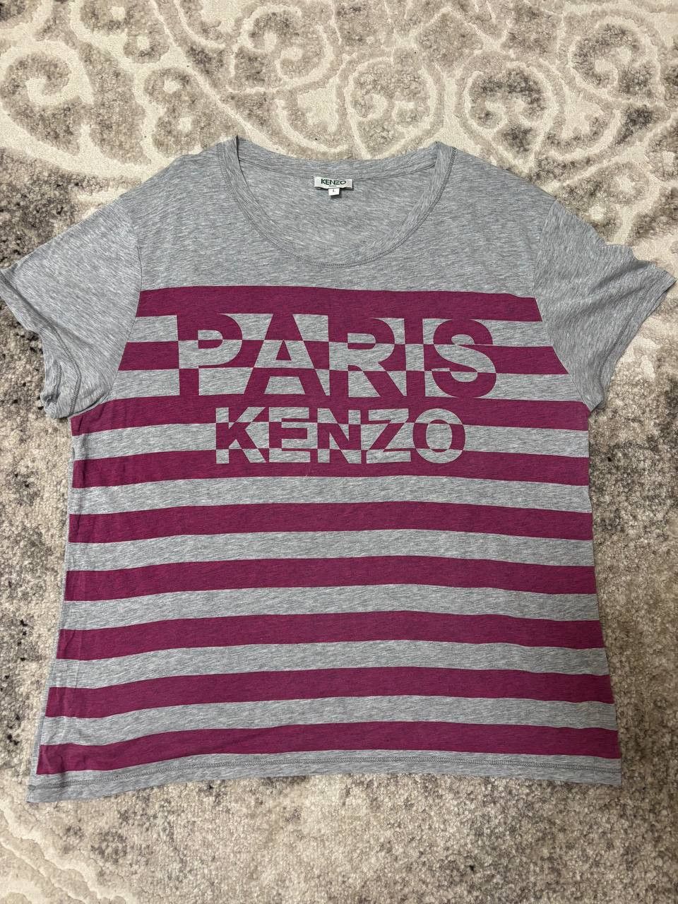 Kenzo Kenzo PARIS women's gray t-shirt with purple stripes, L Size L / US 10 / IT 46 - 6 Thumbnail