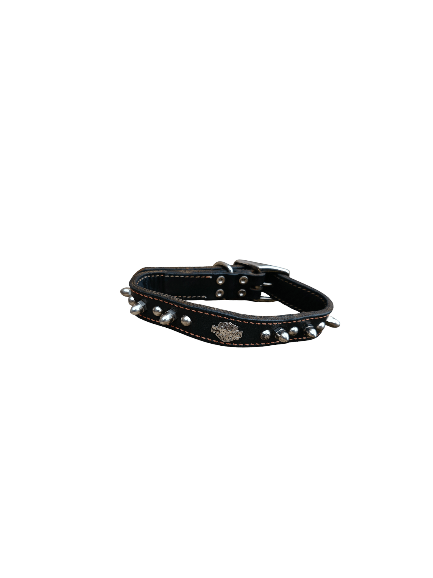 HARLEY-DAVIDSON DOUBLE ROW SPIKED LEATHER DOG COLLAR