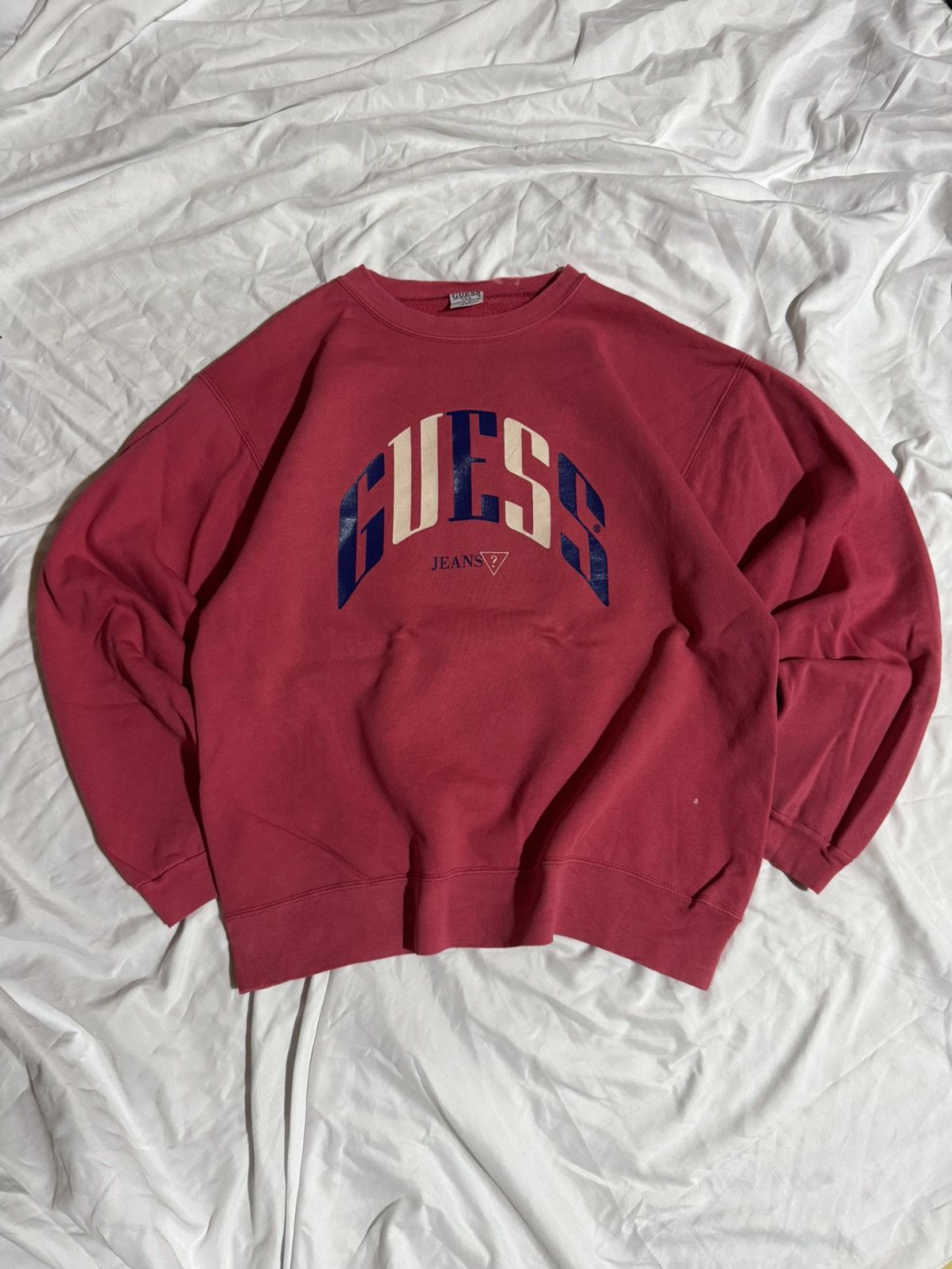 Guess Faded Red Vintage GUESS JEANS Sweatshirt Big Logo Size US M / EU 48-50 / 2 - 1 Thumbnail