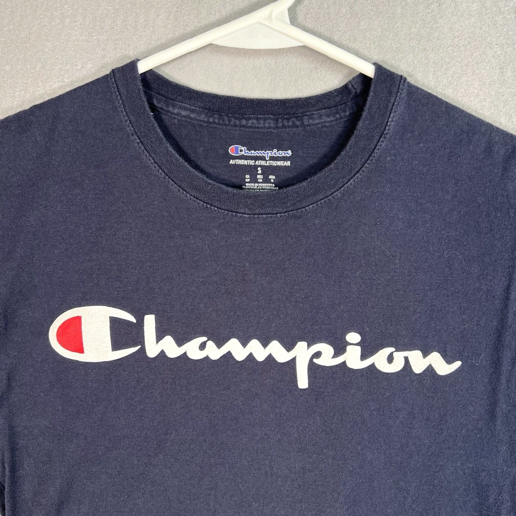 Champion VINTAGE Champion Shirt Adult Small Blue Script Spellout T Shirt Mens Size US S / EU 44-46 / 1 - 4 Thumbnail