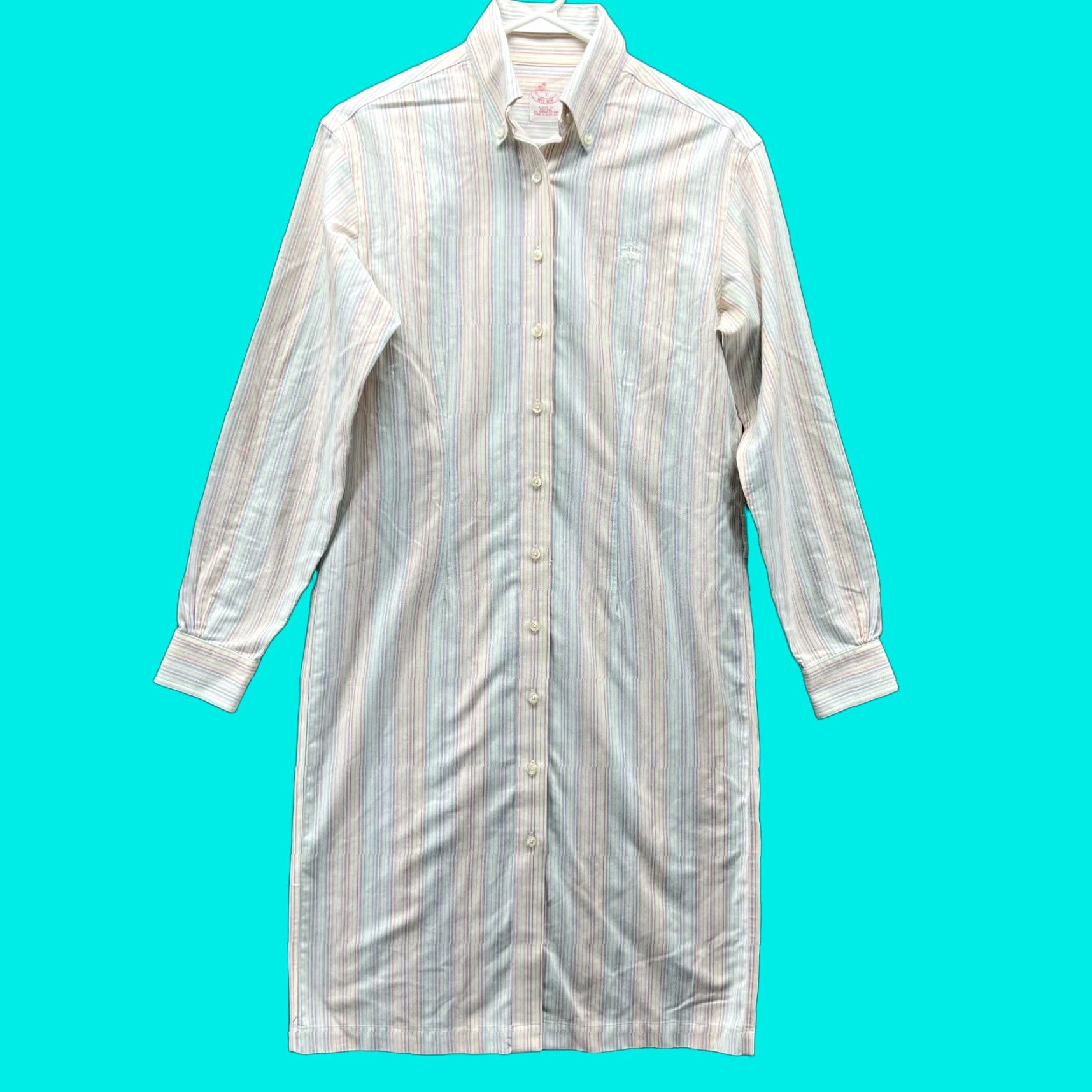 Brooks Brothers VINTAGE Brooks Brothers Shirt Dress Womens 2 Pink Striped Button Down Collared Knee Length 100% Cotton Casual Party/Cocktail Travel Mens? Womens Size XS / US 0-2 / IT 36-38 - 1 Thumbnail