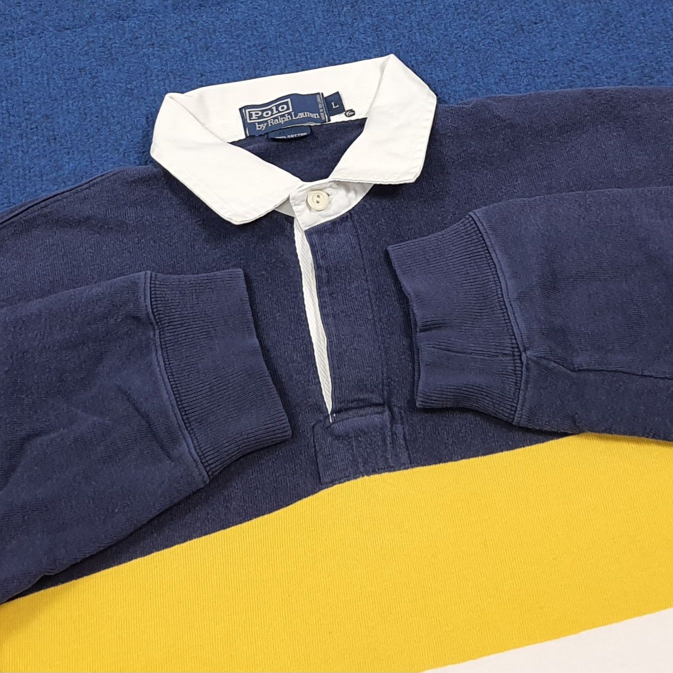 Polo Ralph Lauren Vintage Ralph Lauren Striped Rugby Polo Sweatshirt E1N17 Size US L / EU 52-54 / 3 - 4 Thumbnail
