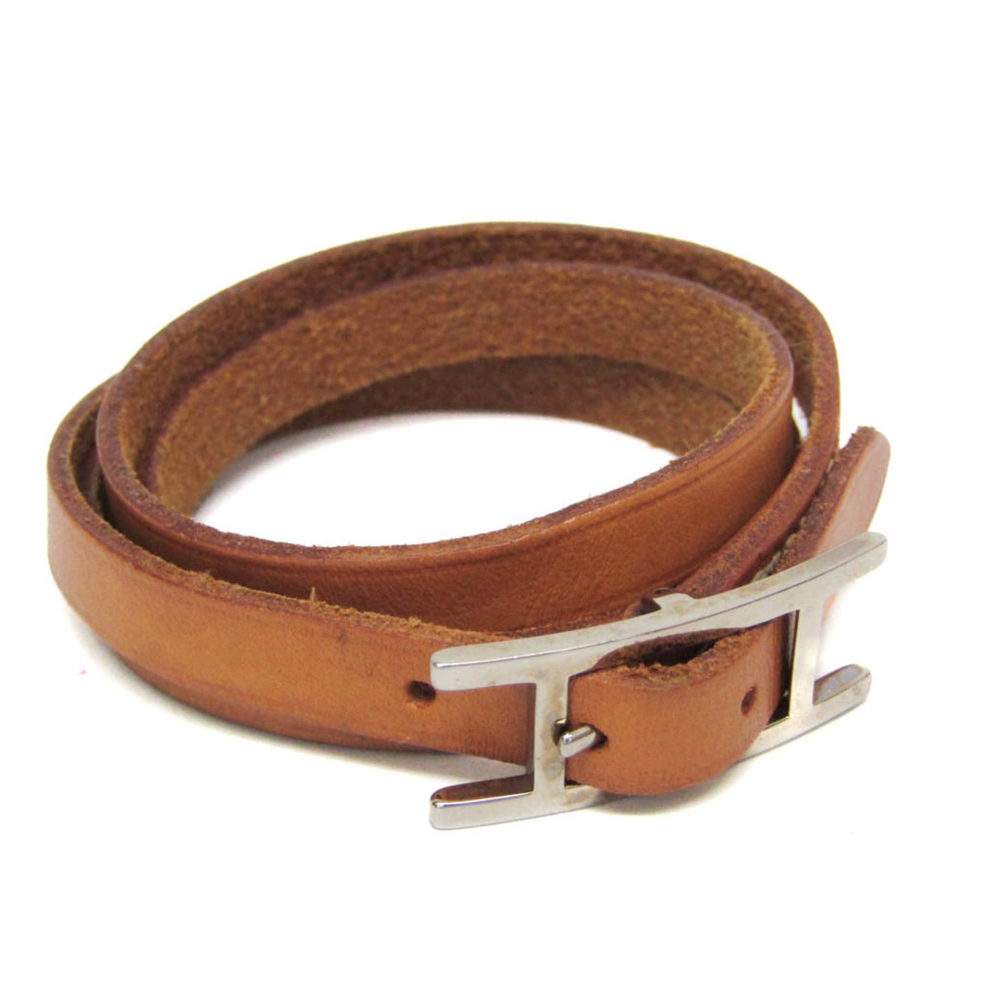 Hermes Hermes Hapi Choker Leather,Metal No Stone Bangle Silver,Black Size ONE SIZE - 1 Thumbnail