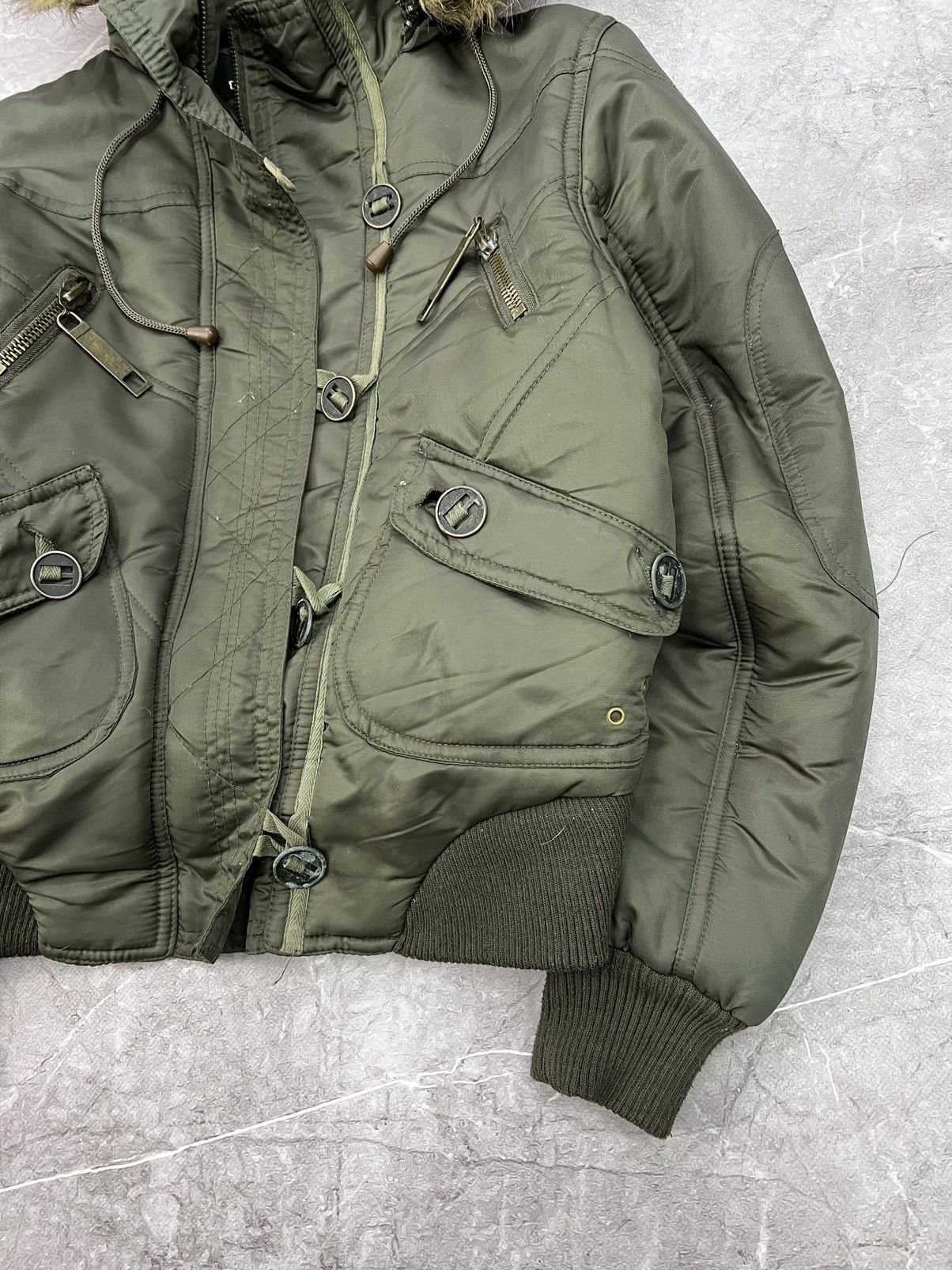 2000s Japanese Punk Grunge Fur Puffer Jacket opium style