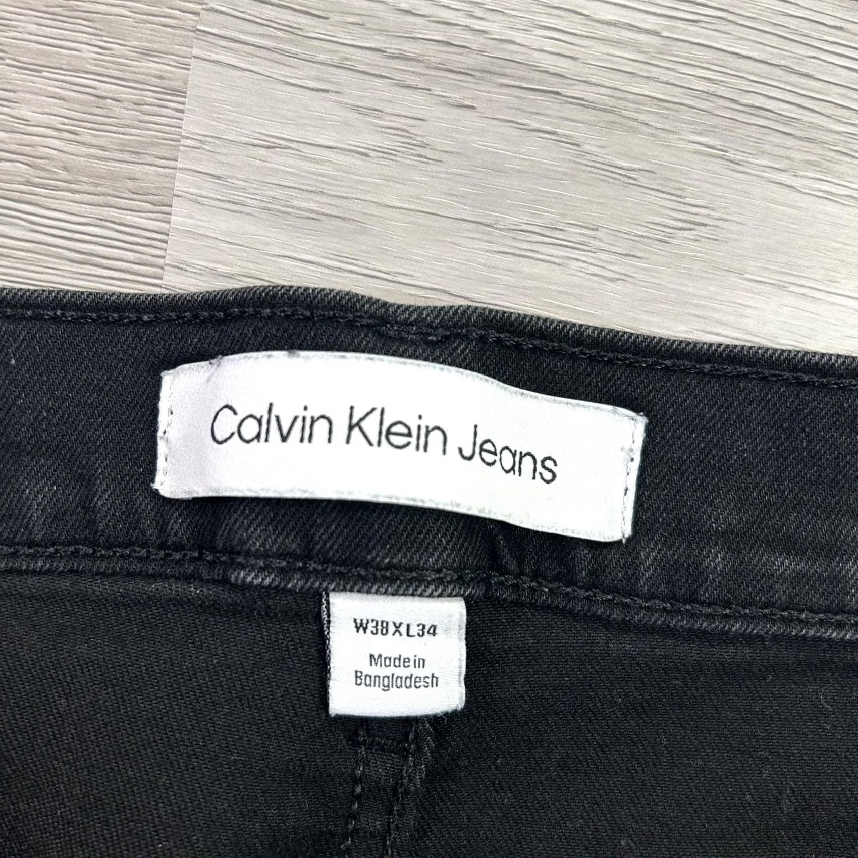 Calvin Klein Calvin Klein Jeans Slim Straight Fit Jeans Mens 38x34 Black Stretch Denim Dark Wash Pants Size US 38 / EU 54 - 4 Thumbnail