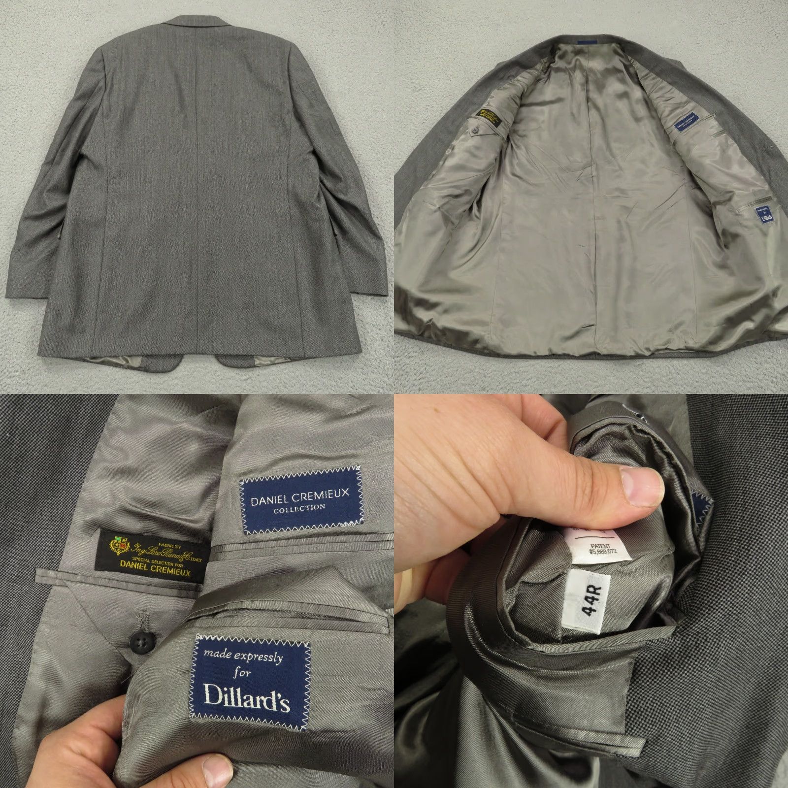 Loro Piana Daniel Cremieux Suit 44R Charcoal Loro Piana Birdseye Pleated Trousers 38x30 Wool 2 Piece Men Regular Vintage No Size 44R - 8 Thumbnail