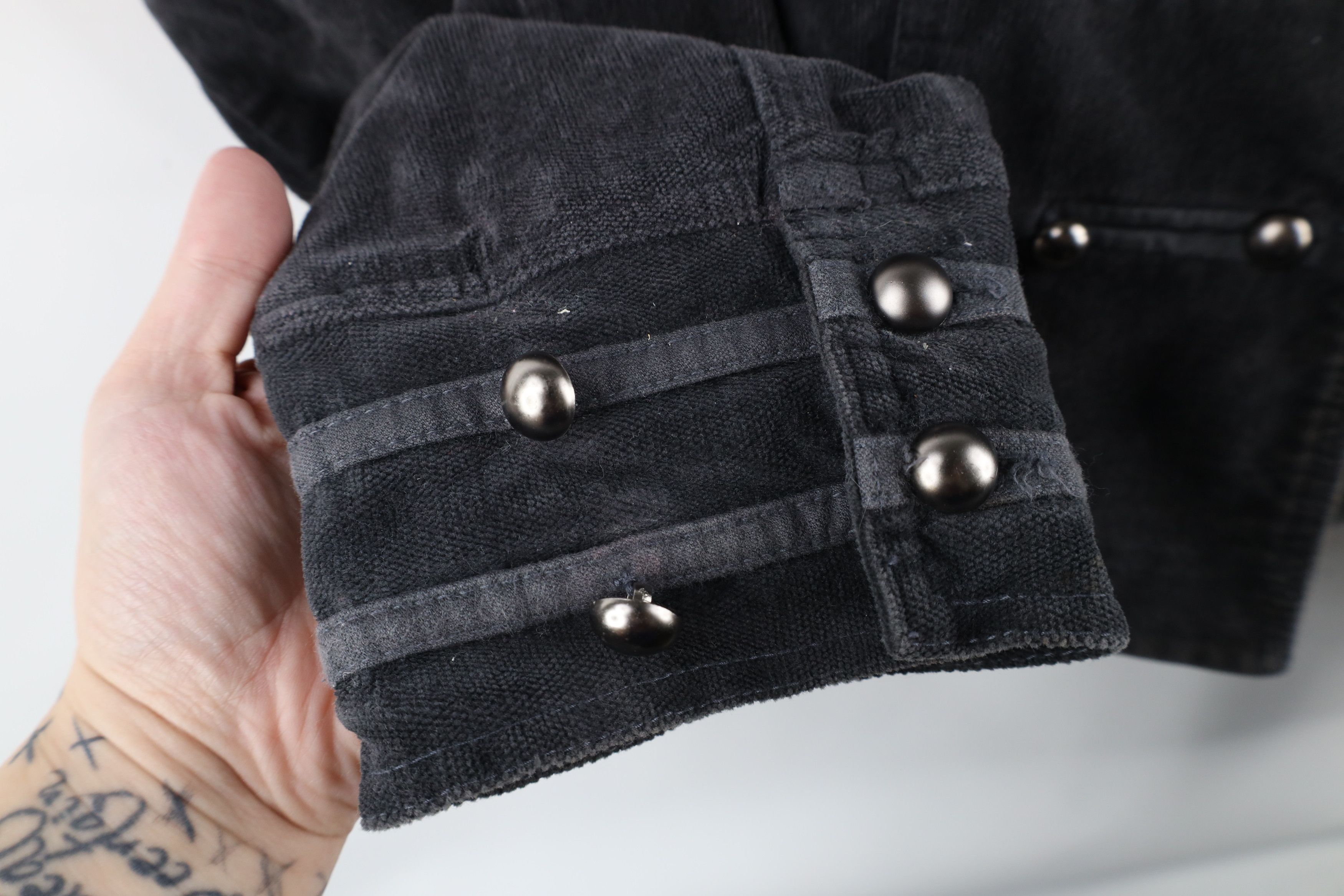 Vintage Vintage 90s Streetwear Corduroy Velour Military Jacket Gray Size US S / EU 44-46 / 1 - 4 Thumbnail