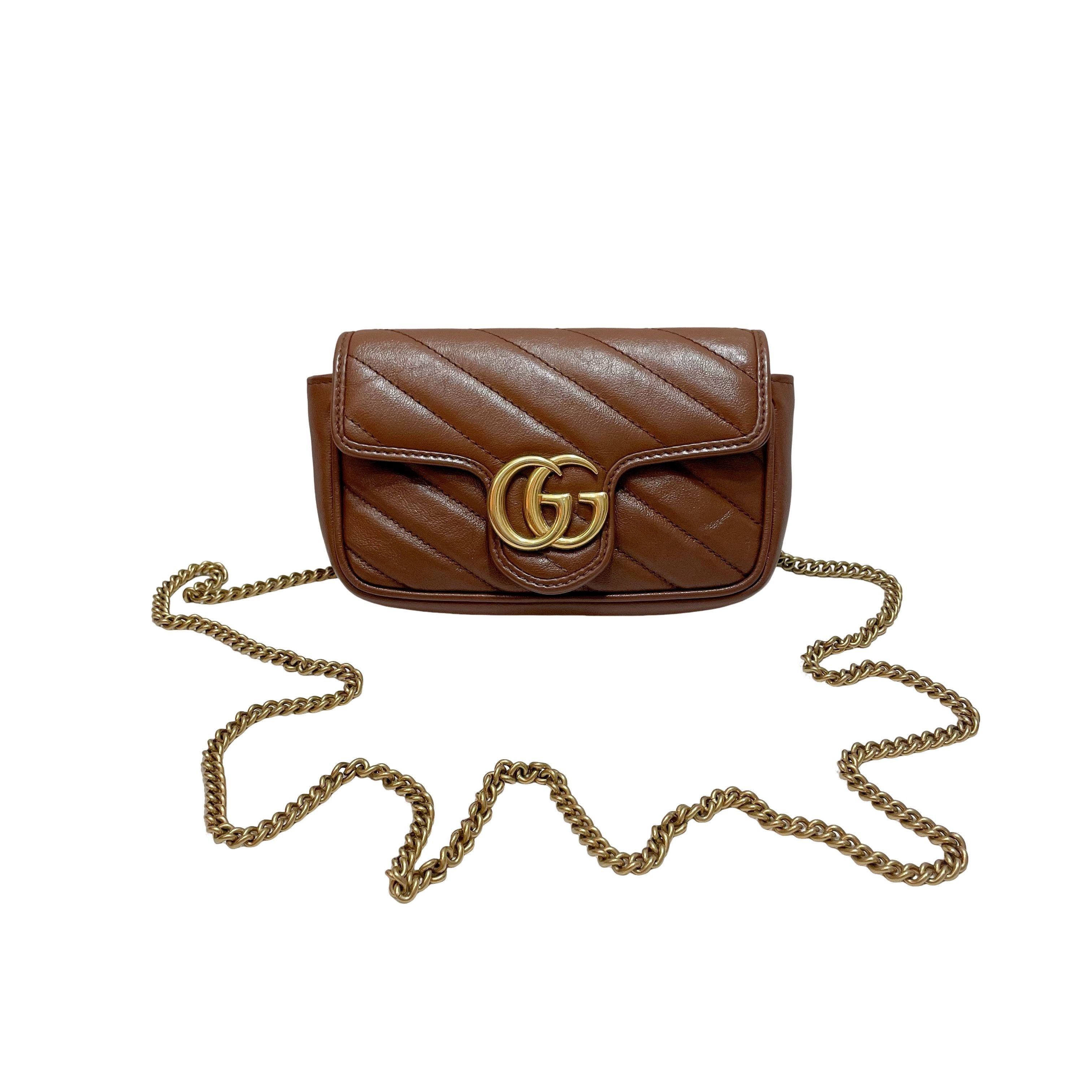 Gucci Gucci GG Marmont Leather Mini Shoulder Bag Brown Size ONE SIZE - 1 Thumbnail