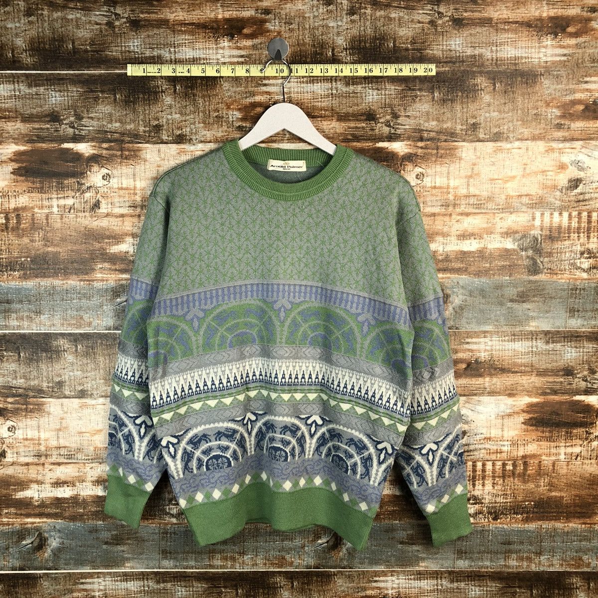 Homespun Knitwear × Japanese Brand × Palmer Trading Company Arnold Palmer vintage japan art Green Knitwear #A1254 Size L / US 10 / IT 46 - 1 Thumbnail
