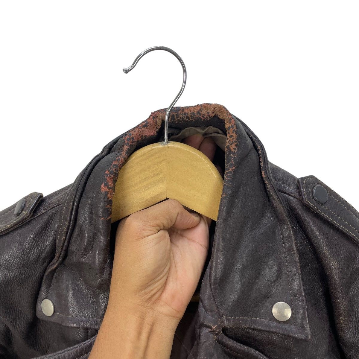 Kadoya 💥Vintage 80s Double Collar Leather Jacket Size US M / EU 48-50 / 2 - 5 Thumbnail
