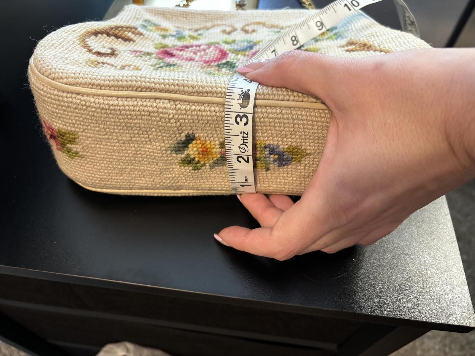 Other 1960s Wool Needlepoint Floral Purse Chain Strap Size ONE SIZE - 8 Thumbnail