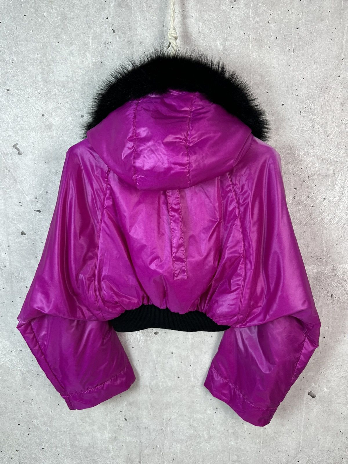 Dolce & Gabbana Dolce & Gabbana Fuchsia Cropped Hooded Raccoon Trim Jacket Size US XS / EU 42 / 0 - 11 Thumbnail