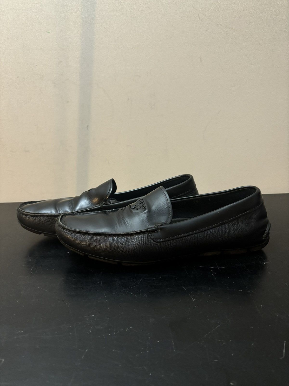 Prada Prada Saffiano Patent Leather Driving Loafer Black Size US 9 / EU 42 - 1 Thumbnail