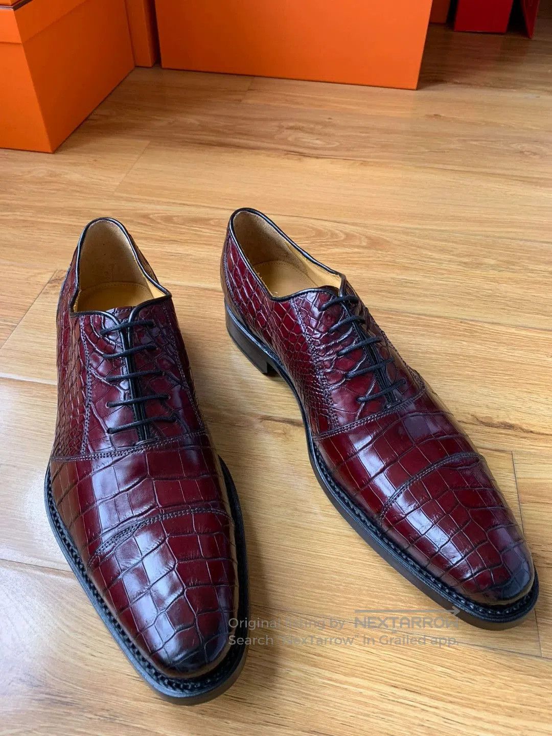 Other Custom Men's Wine Red Crocodile Shoes. Size US 9 / EU 42 - 5 Thumbnail