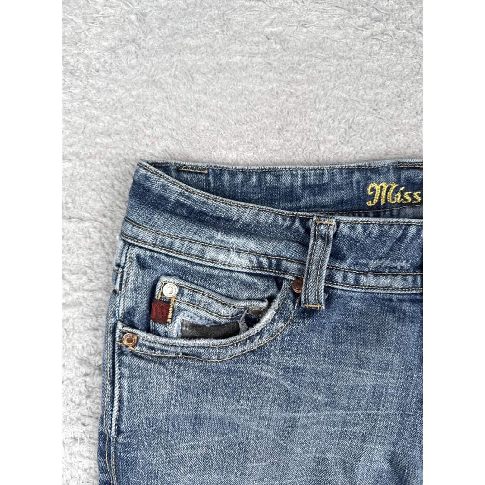 Miss Me Miss Me Shorts Womens Blue Denim Distressed Cut-Off Frayed Camo Embellished 29 Regular Pockets 5-Pocket Logo Hardware Embroidery Low Rise Inseam 3in Size 29" - 4 Thumbnail